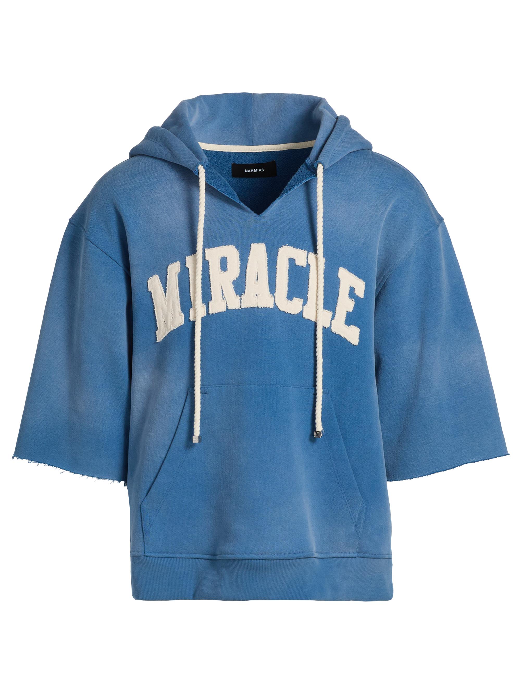Ameri♡CUT OFF DAMAGE HOODIE Miracle Cut Off Hoodie in Worn Blue – NAHMIAS