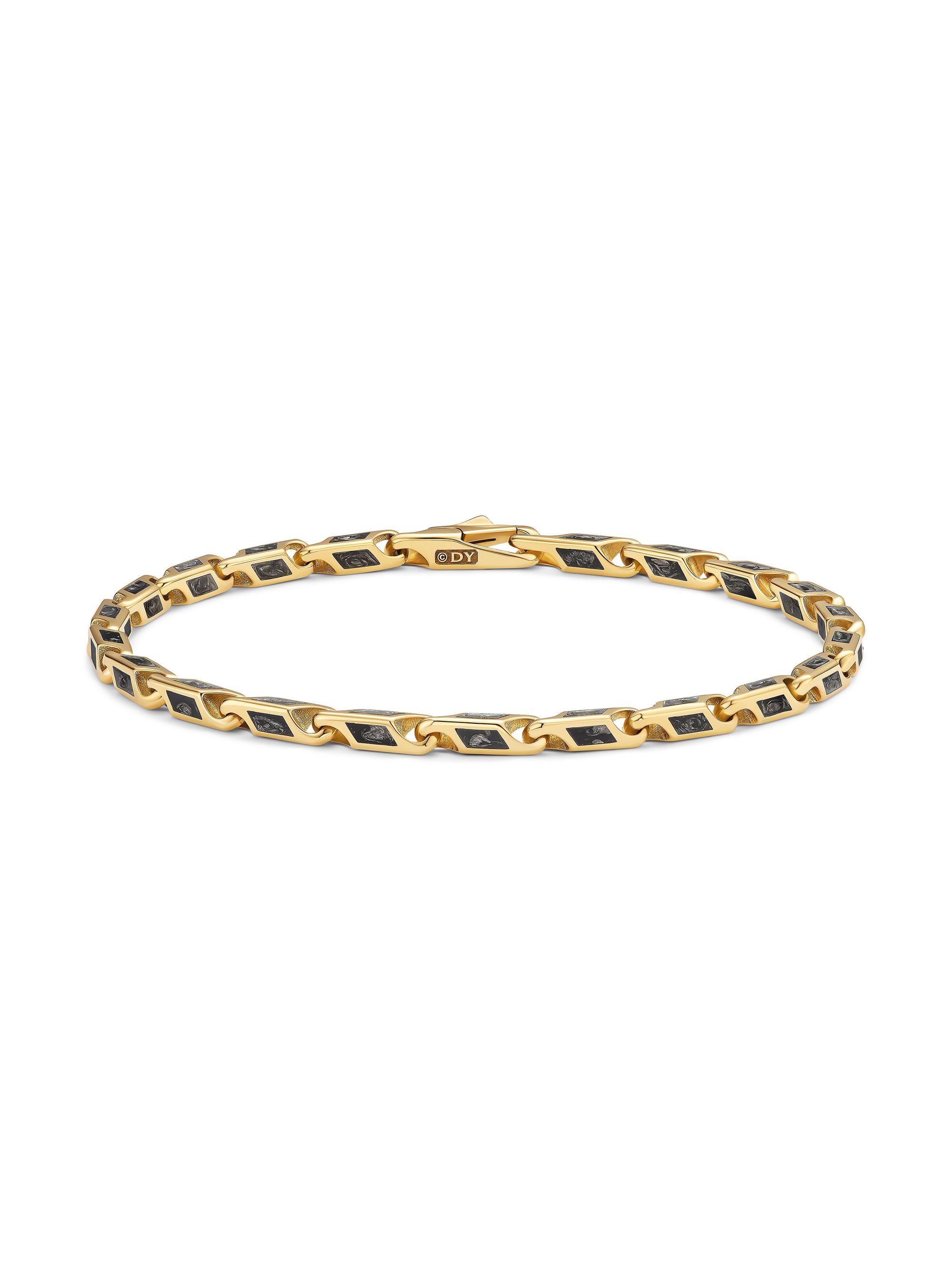 David Yurman Men's Streamline Faceted Chain Bracelet in 18K Yellow Gold - Forged Carbon