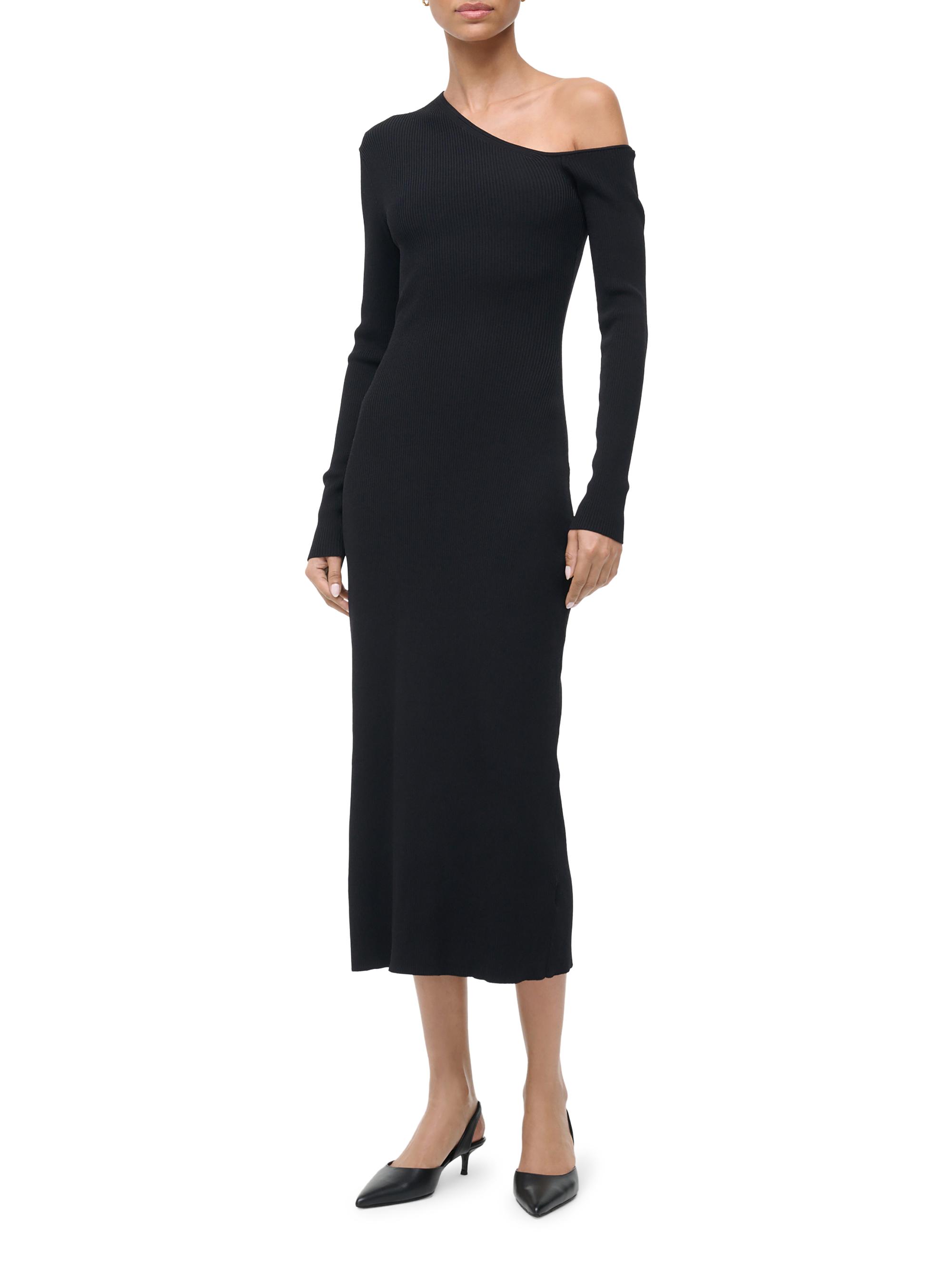 Staud Lois One Shoulder Dress - Black