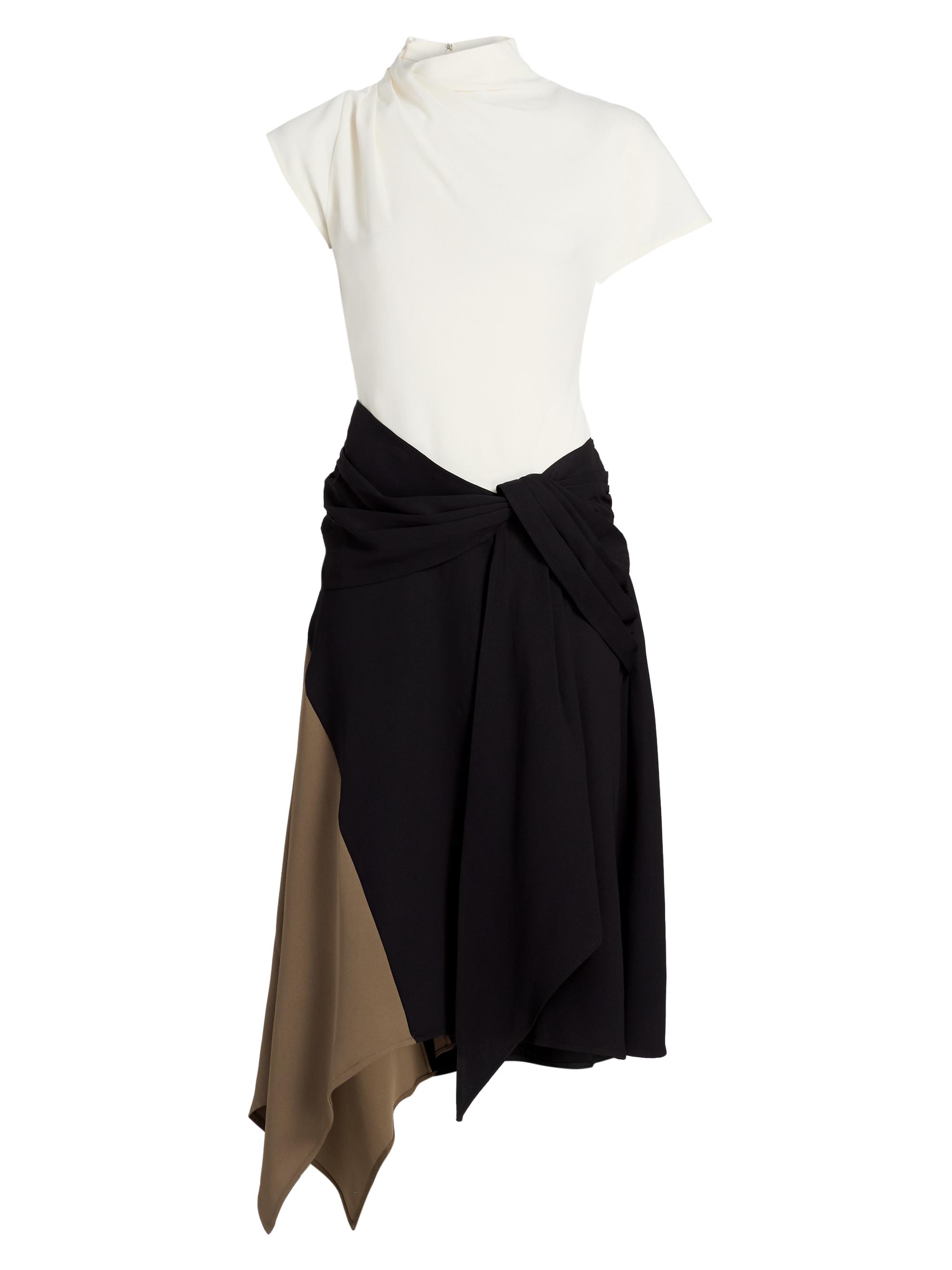 Staud Women's Davina Asymmetric Midi-Dress - Black Multi