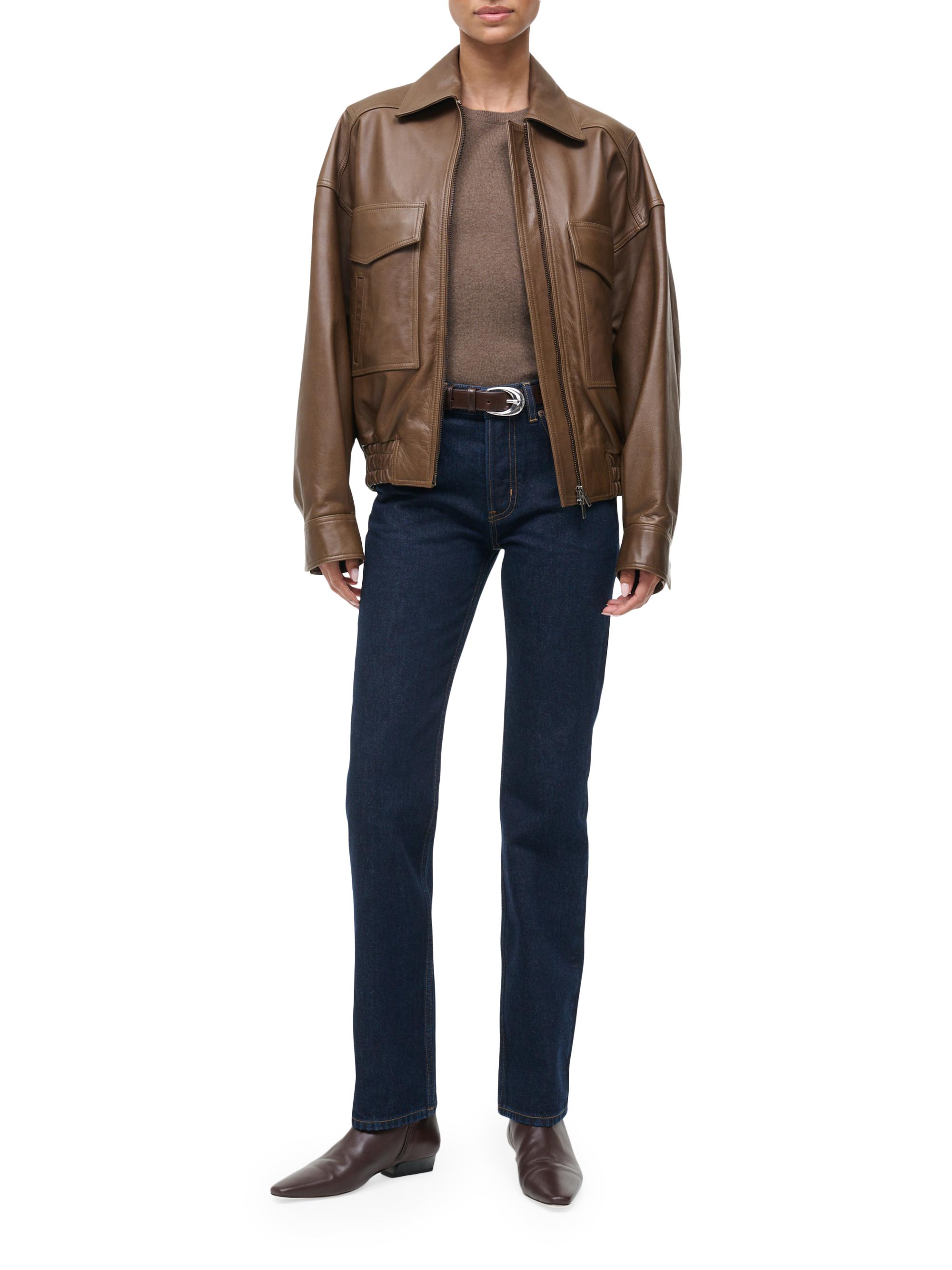 Staud Eugene Leather Bomber Jacket | Saks Fifth Avenue
