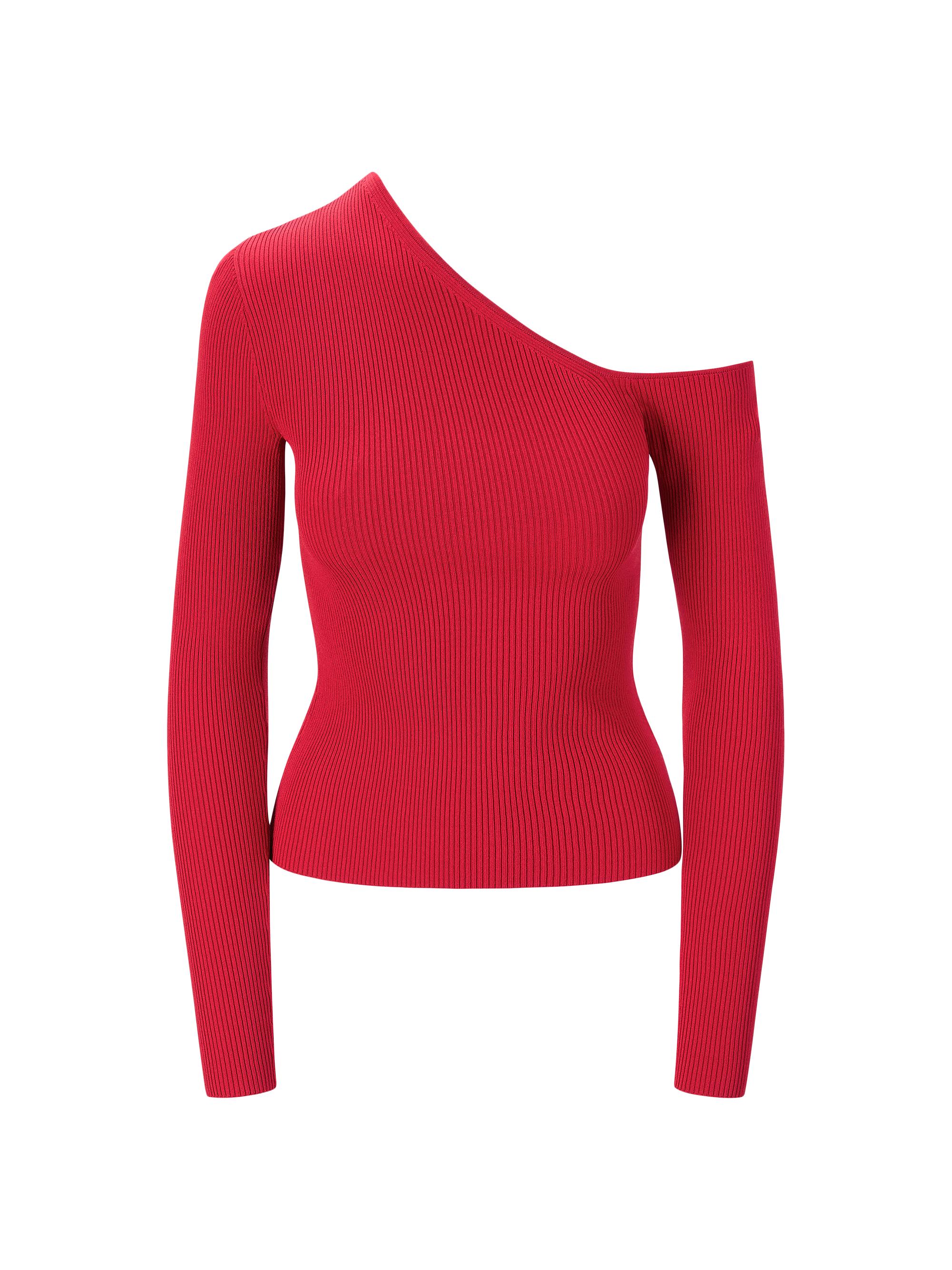 Staud Women's Lois Rib-Knit One-Shoulder Top - Rouge