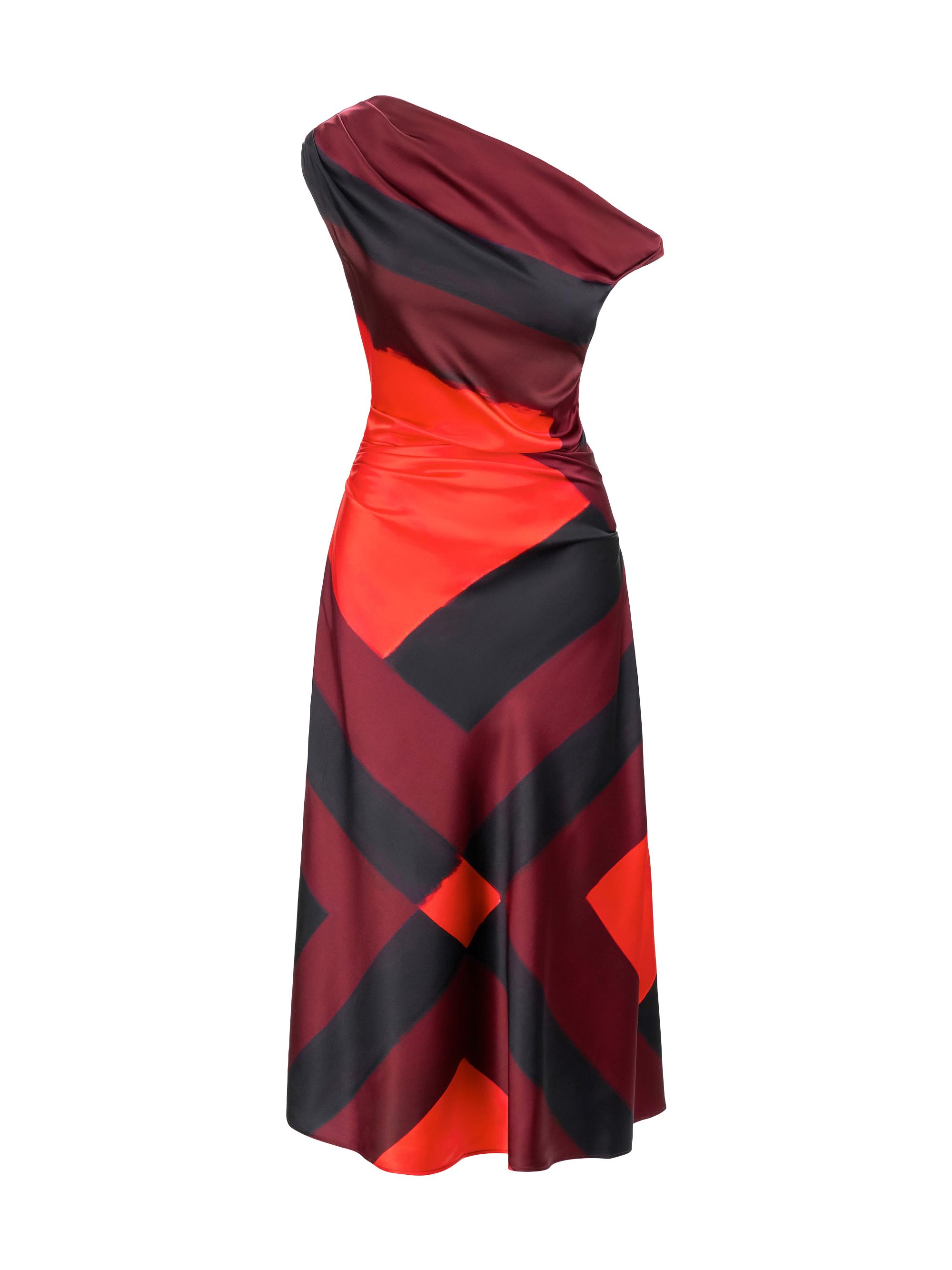 Staud Women's Phare Abstract Stretch-Silk One-Shoulder Dress - Ruby Prism
