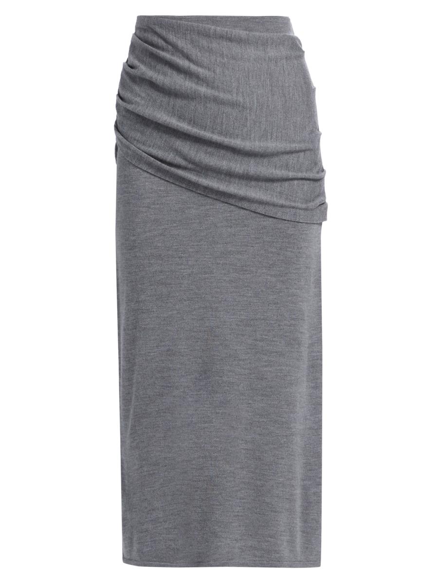 Staud Women's Wilma Merino Wool Midi-skirt In Gray