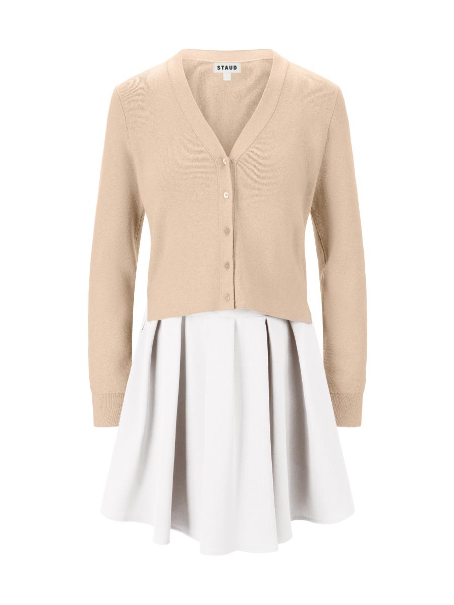 Staud Milo V-Neck Long-Sleeve Combo Minidress | Saks Fifth Avenue