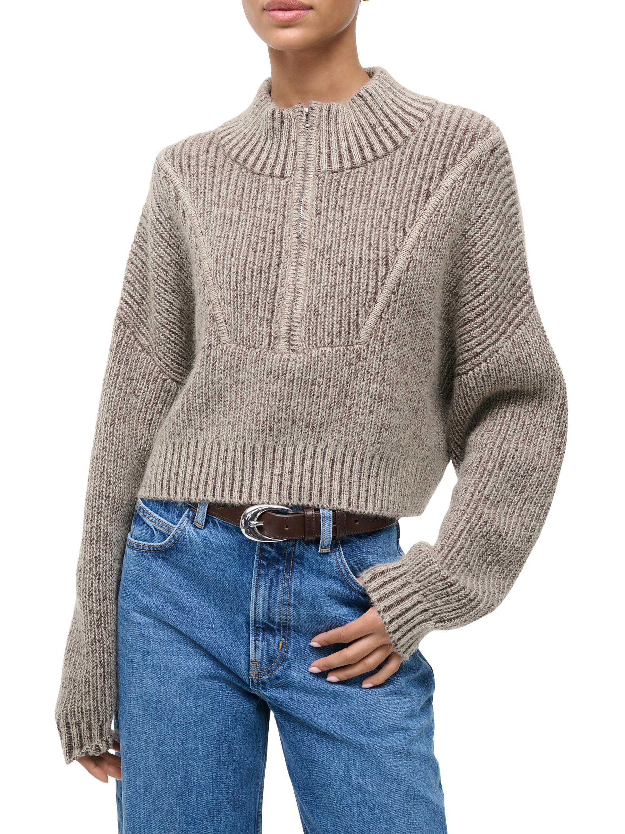 STAUD Hampton Half-Zip Crop Sweater | Saks Fifth Avenue