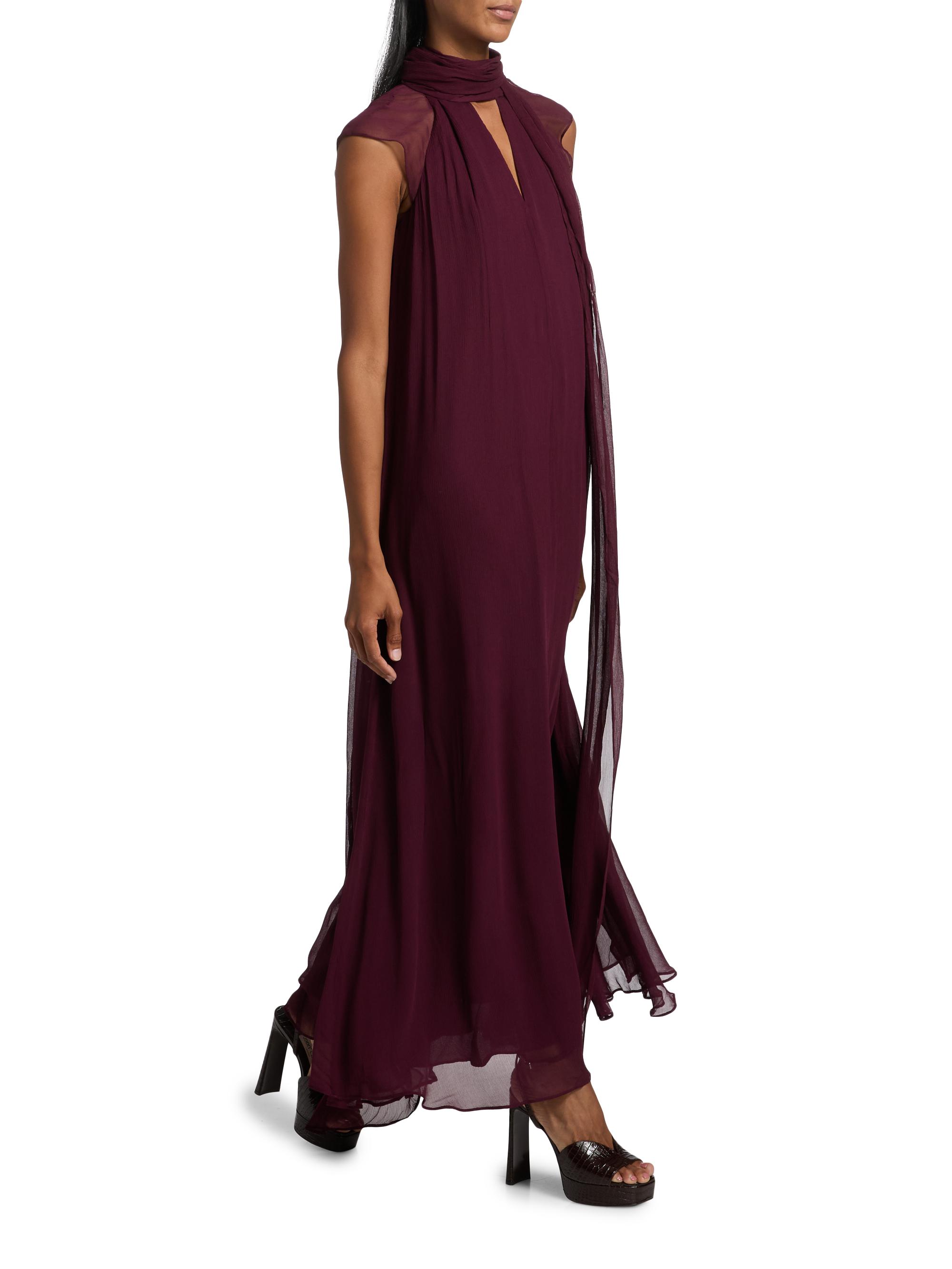 Staud Camilla Tie Neck Maxi Dress - Syrah