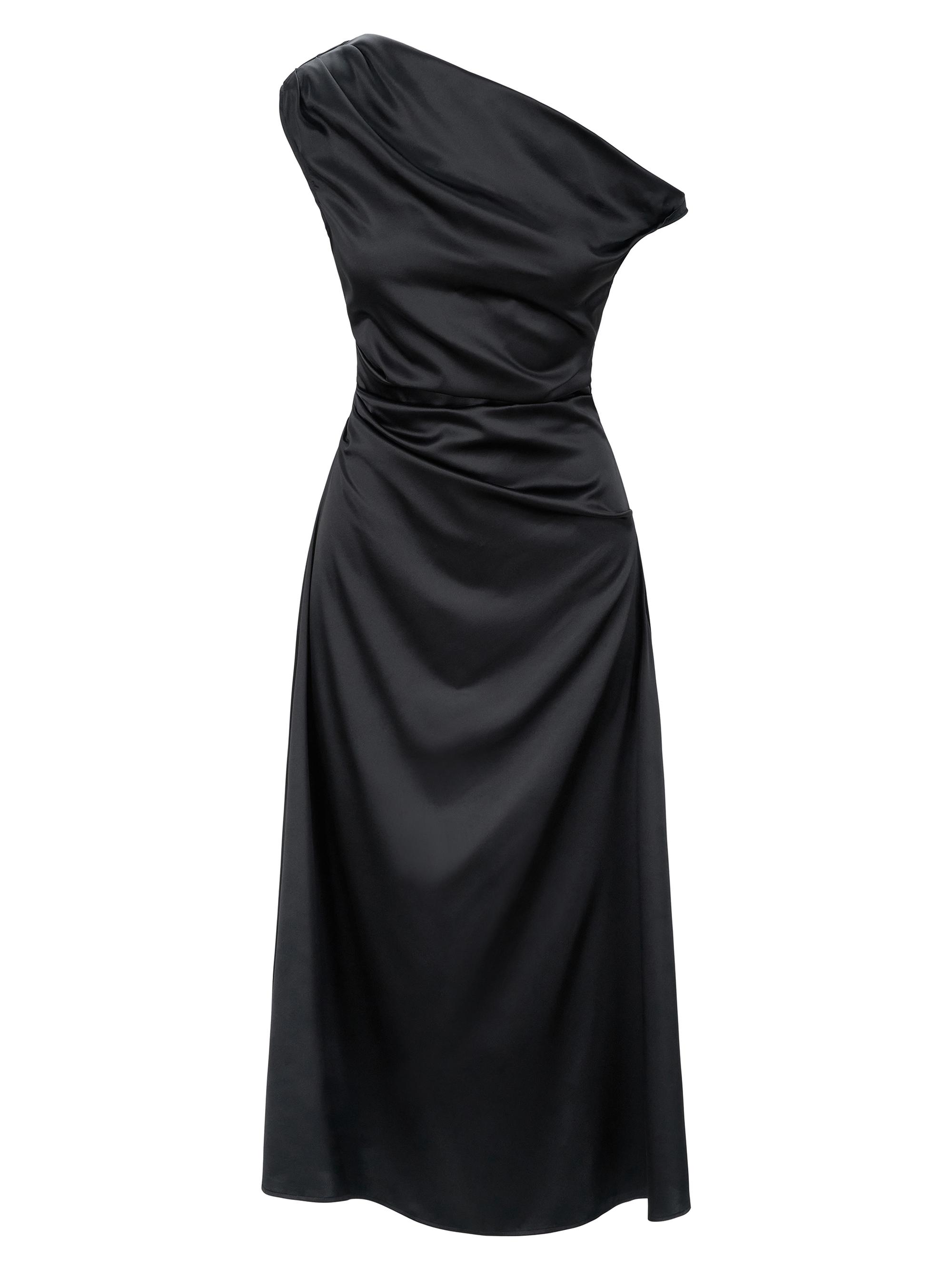 Phare Silk One-Shoulder Midi-Dress