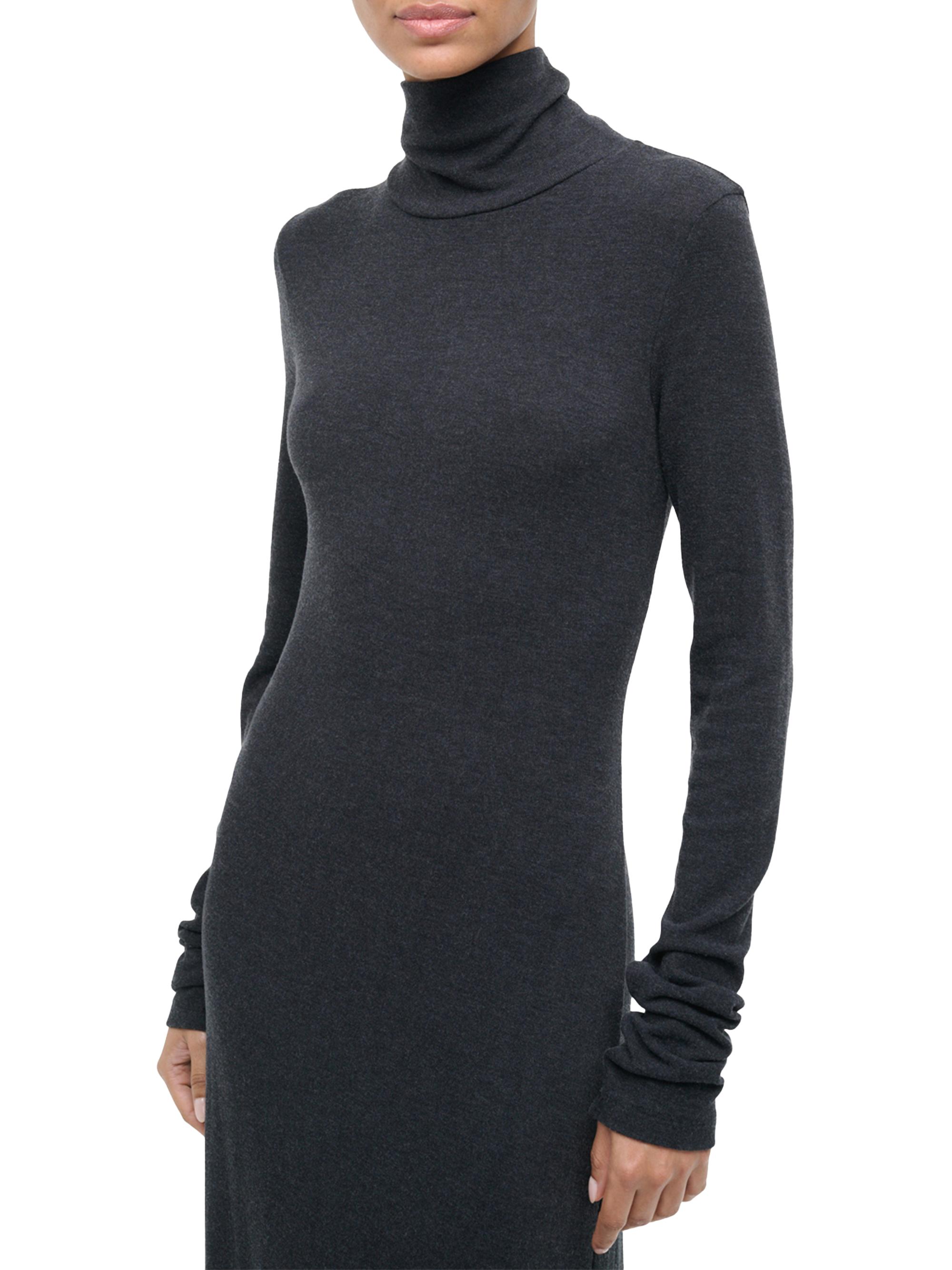 long sleeve structured skater dress Black Long Sleeve Dress Fit & Flare Boat Neck Cocktail Party Dress | Structured  Skater LBD with Button Cuffs for Evening & Date Night