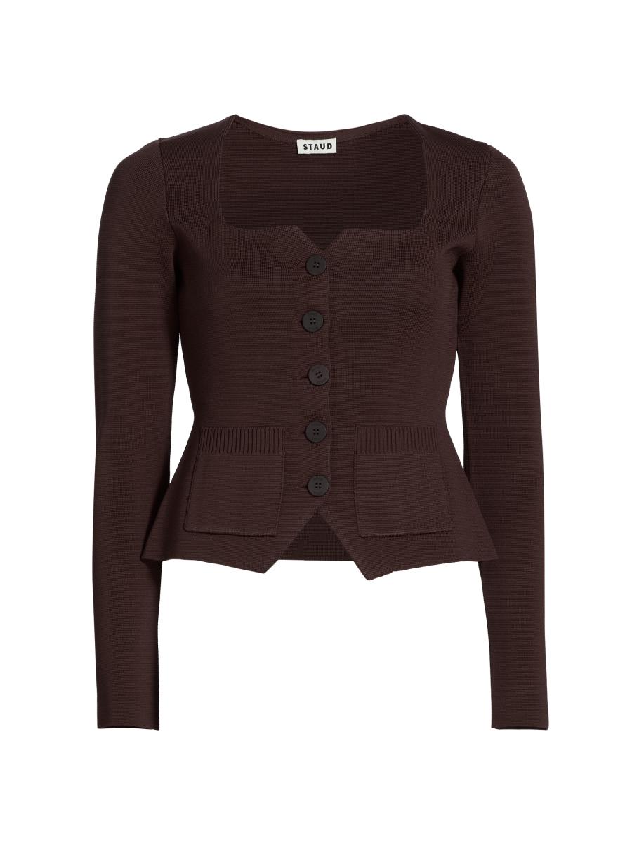 Staud Women's Rachela Knit Button-front Top In Brown