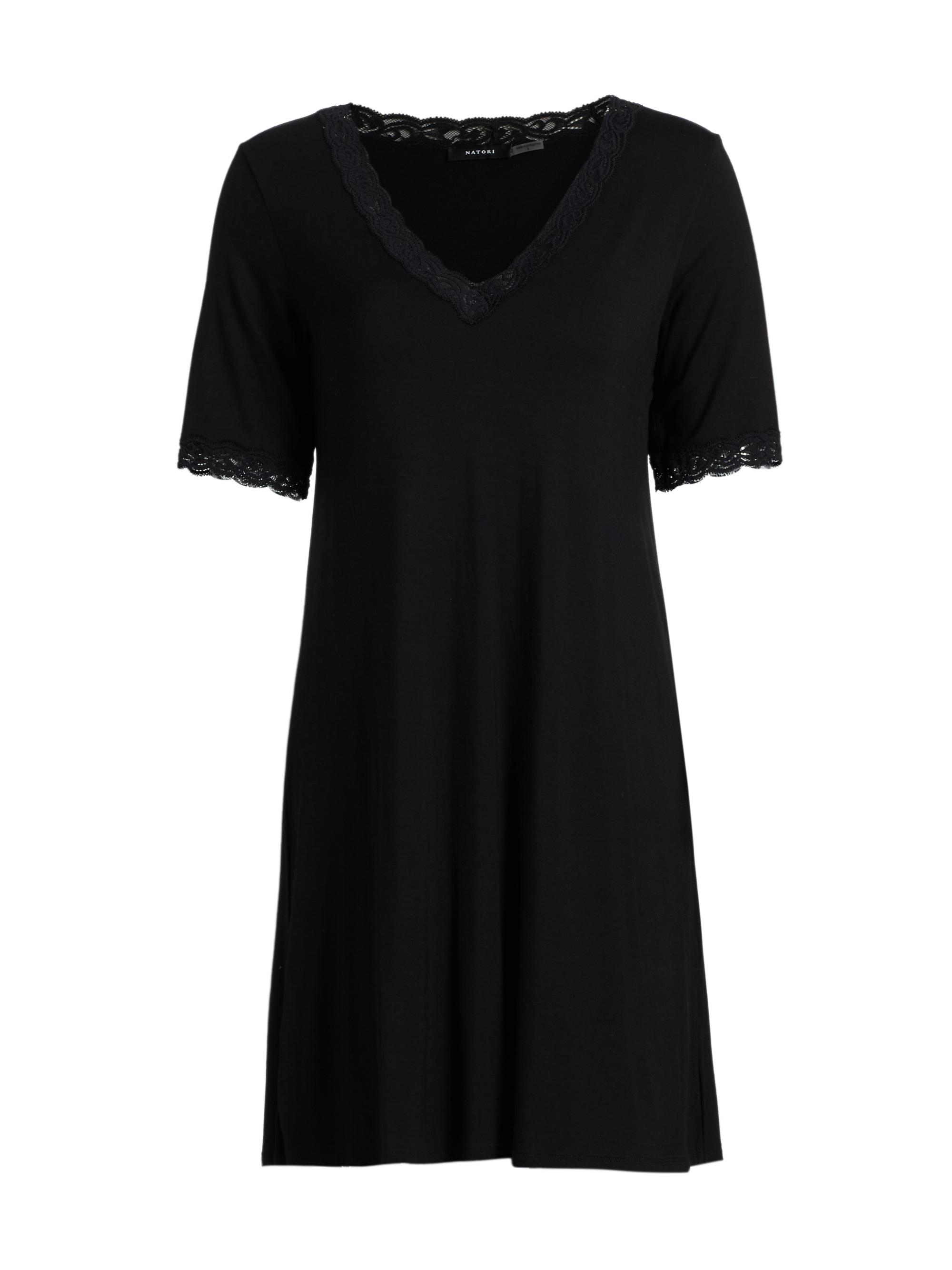 Natori Women's Feathers Essentials Lace-Trim A-line Minidress - Black