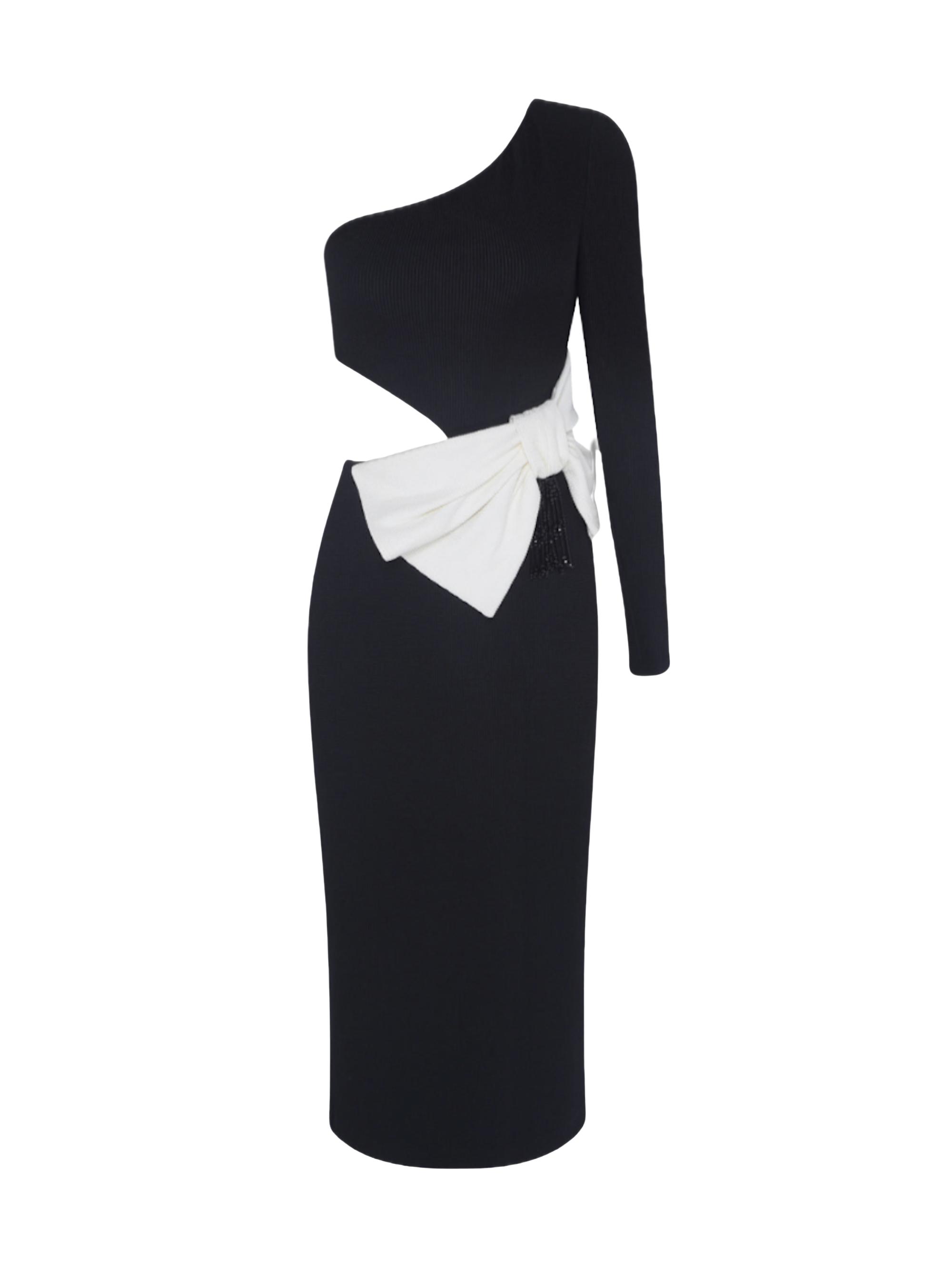 PatBO Women's Grace Knit One-Shoulder Midi-Dress - Black