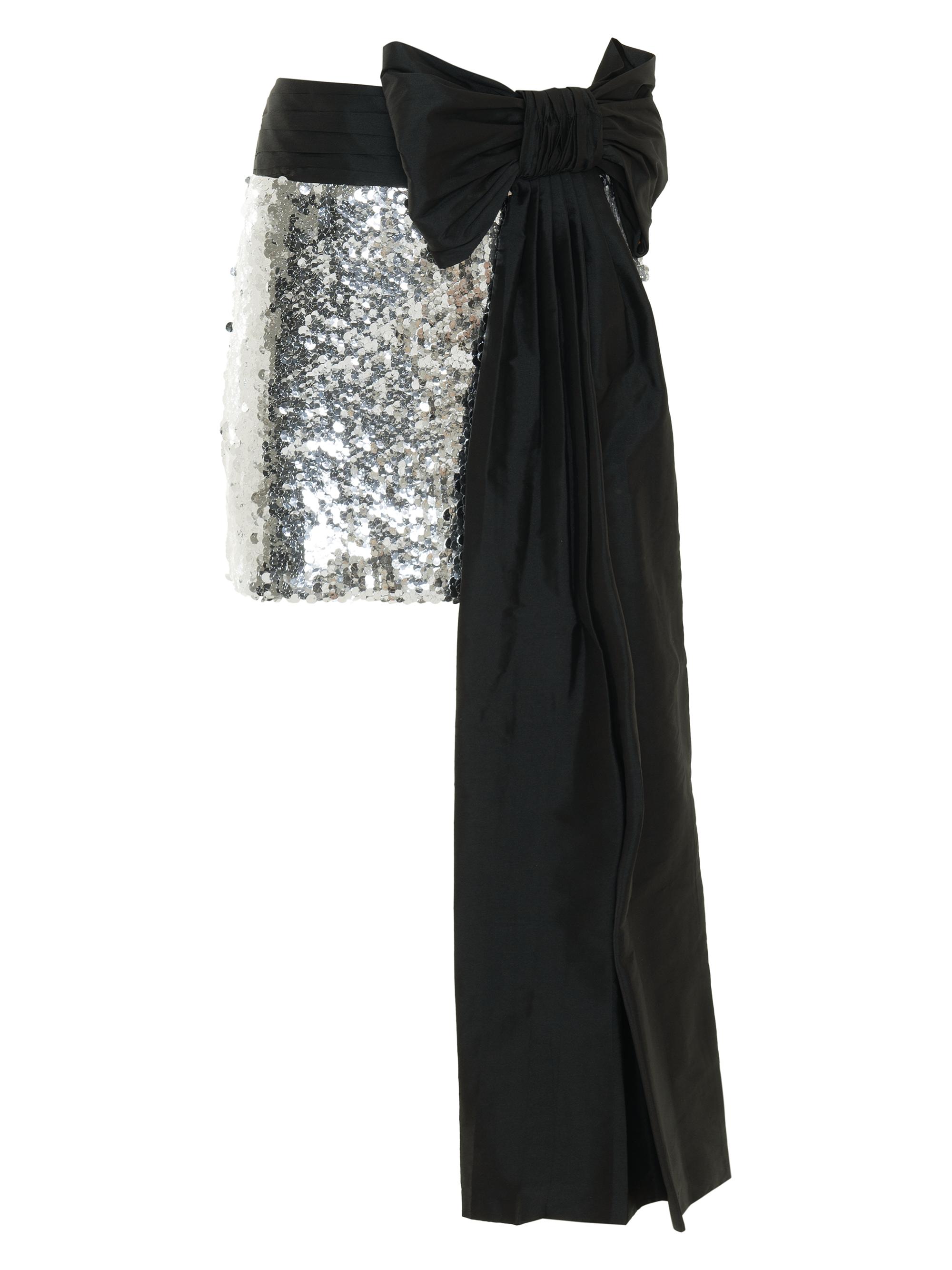 PatBO Women's Moonlight Sequin Bow-Accented Miniskirt - Silver