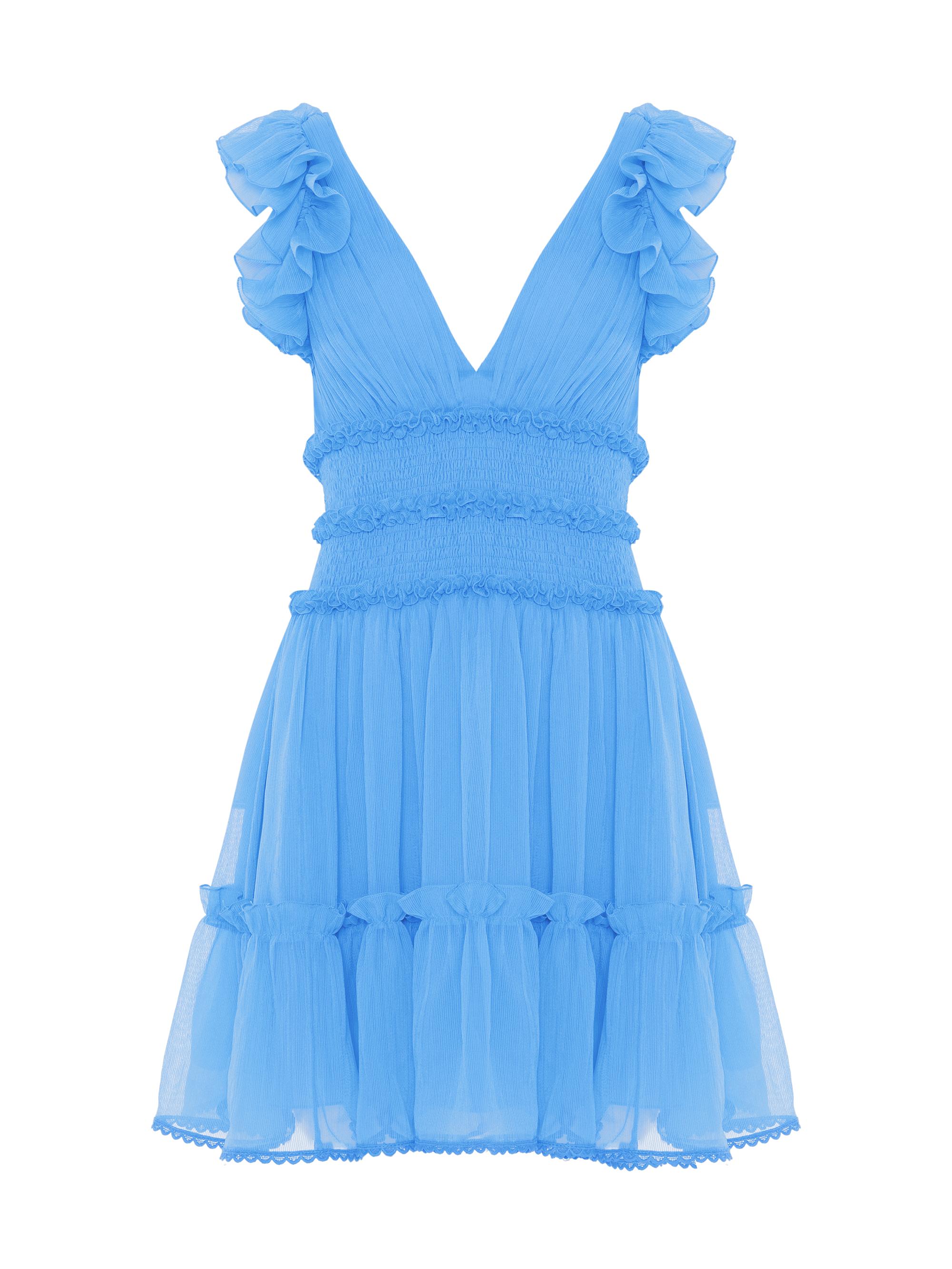 PatBO Women's Chiffon Wonderland Flutter Minidress - Blue
