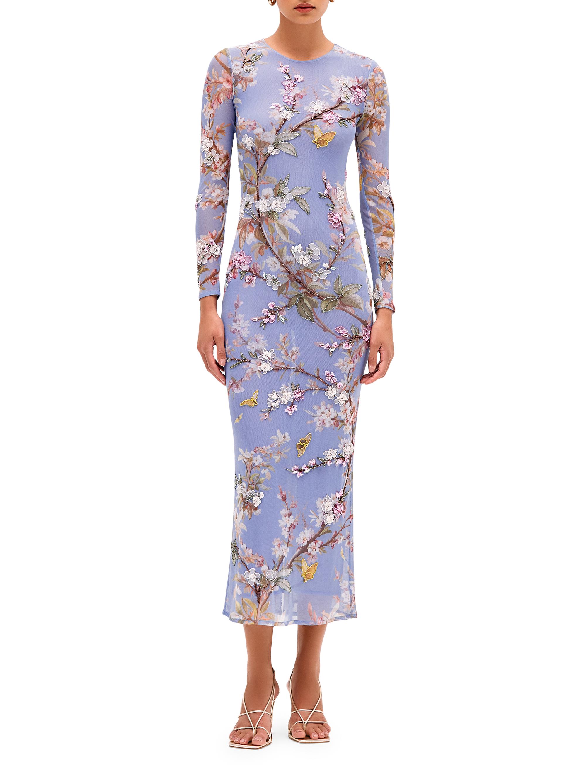 PatBO Women's Delicata Embroidered Tulle Midi-Dress - Lilac