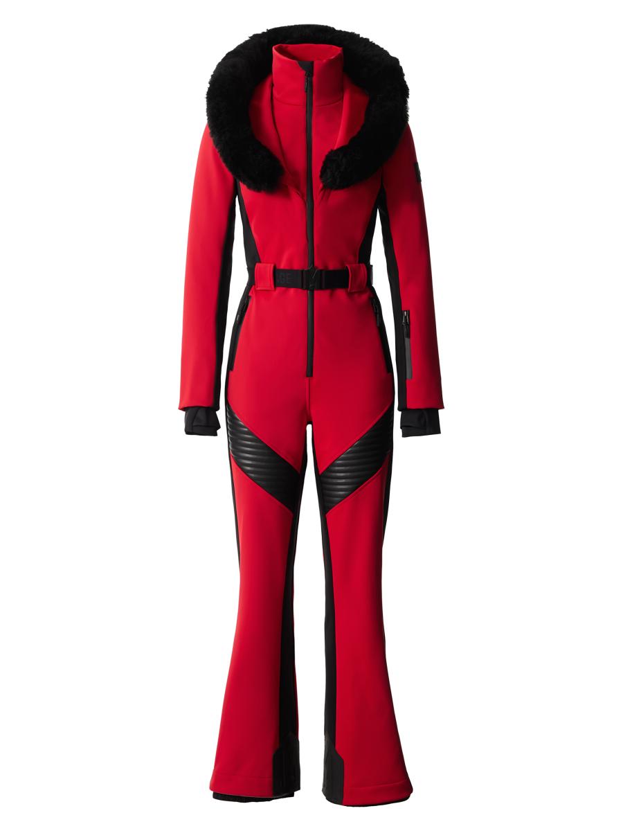 Mackage Women's Elle Shearling Trim Ski Suit In Red