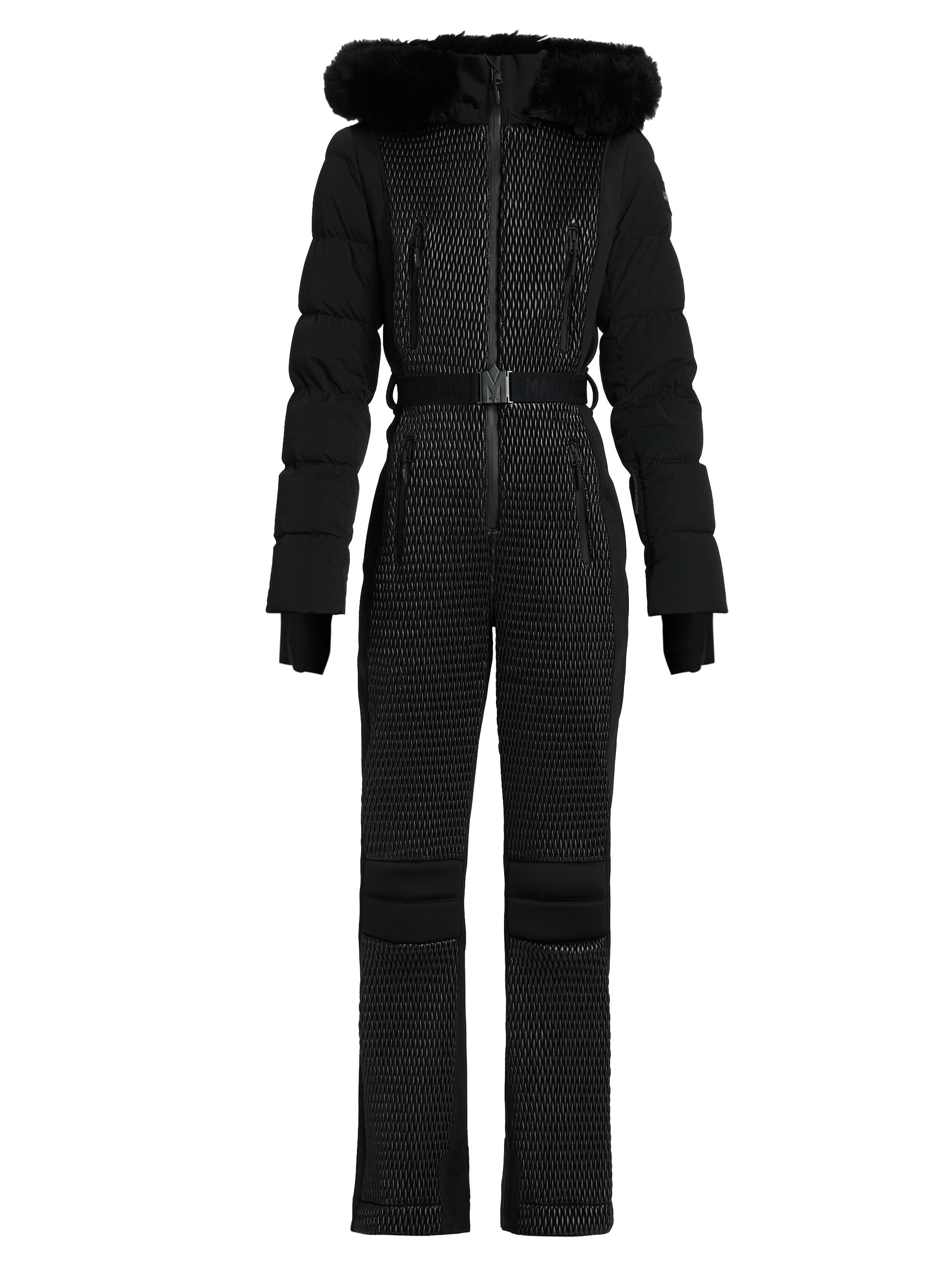 Perfect Moment Crystal Belted Stripe Faux Leather Ski Suit | Saks