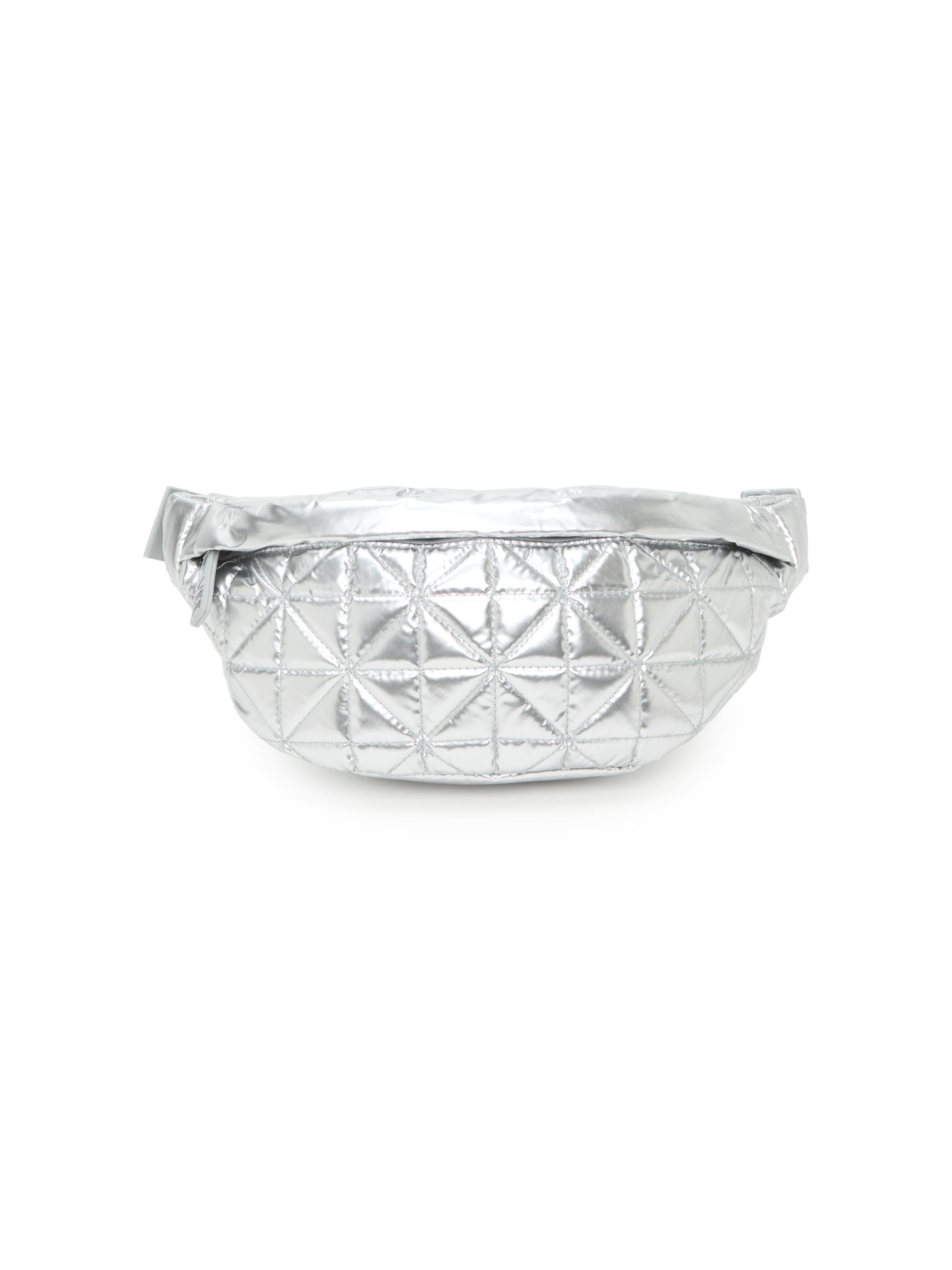 Vee Collective Women's Vee Metallic Quilted Belt Bag - Chrome Metallic