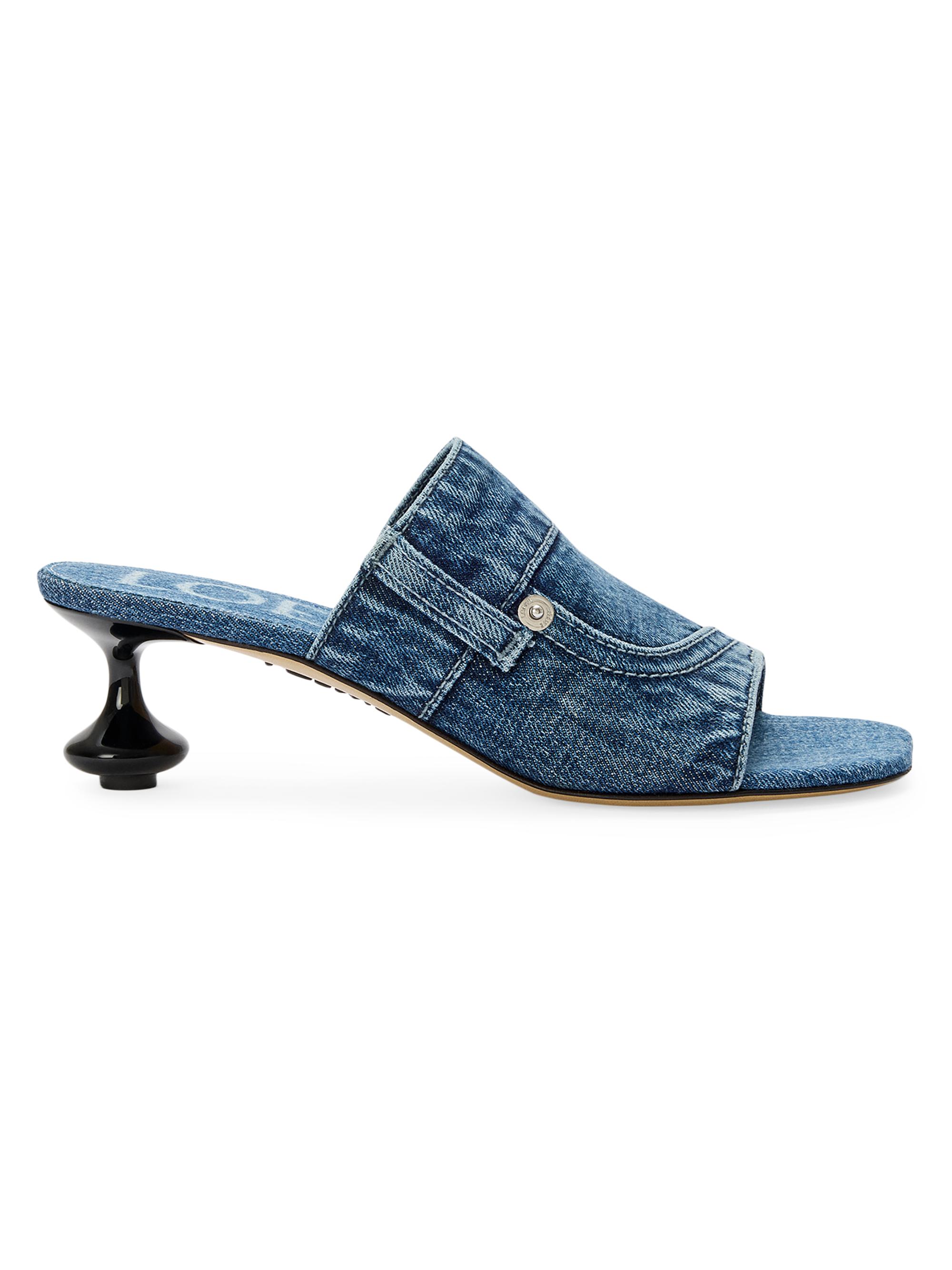 LOEWE Women's Toy Panta 45MM Denim Slides - Washed Denim  Sandals