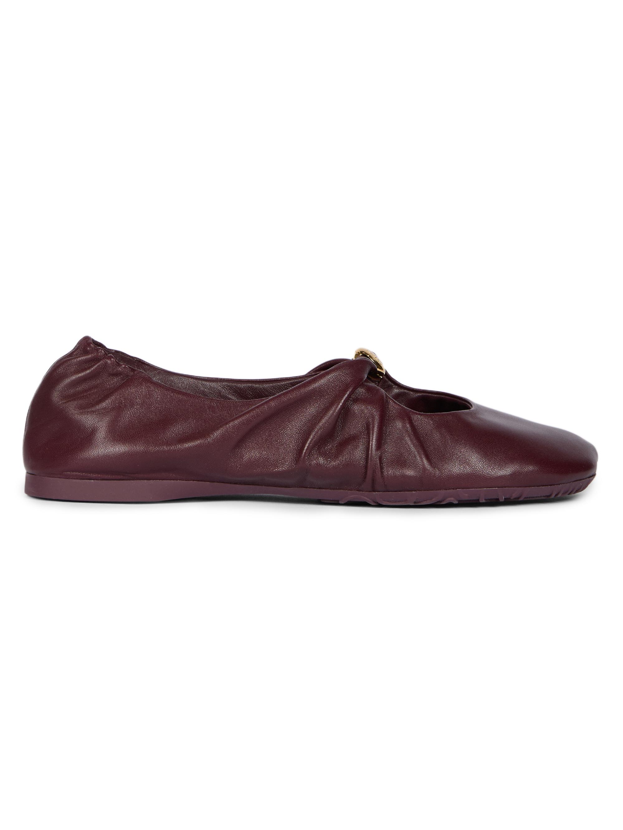LOEWE Women's Pebble Soft Ballerina Flats - Burgundy