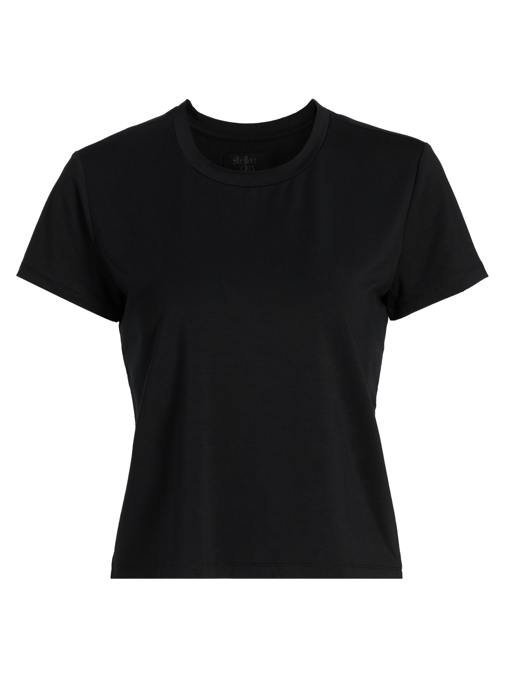 Stellae Dux Women's Mesa Ribbed Short-Sleeve T-Shirt - Black