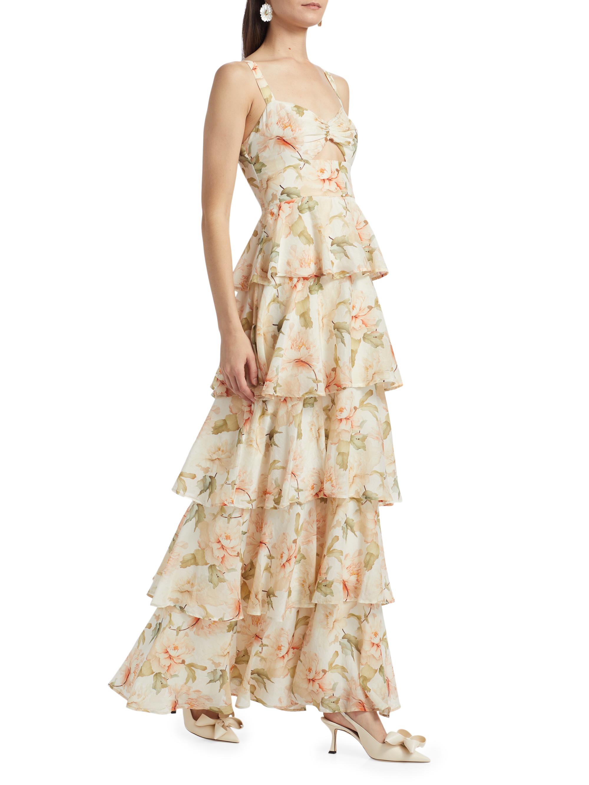 blue dress for baby girl Baltic Born Womens Montaigne Ruffle Maxi Dress | Sage Floral