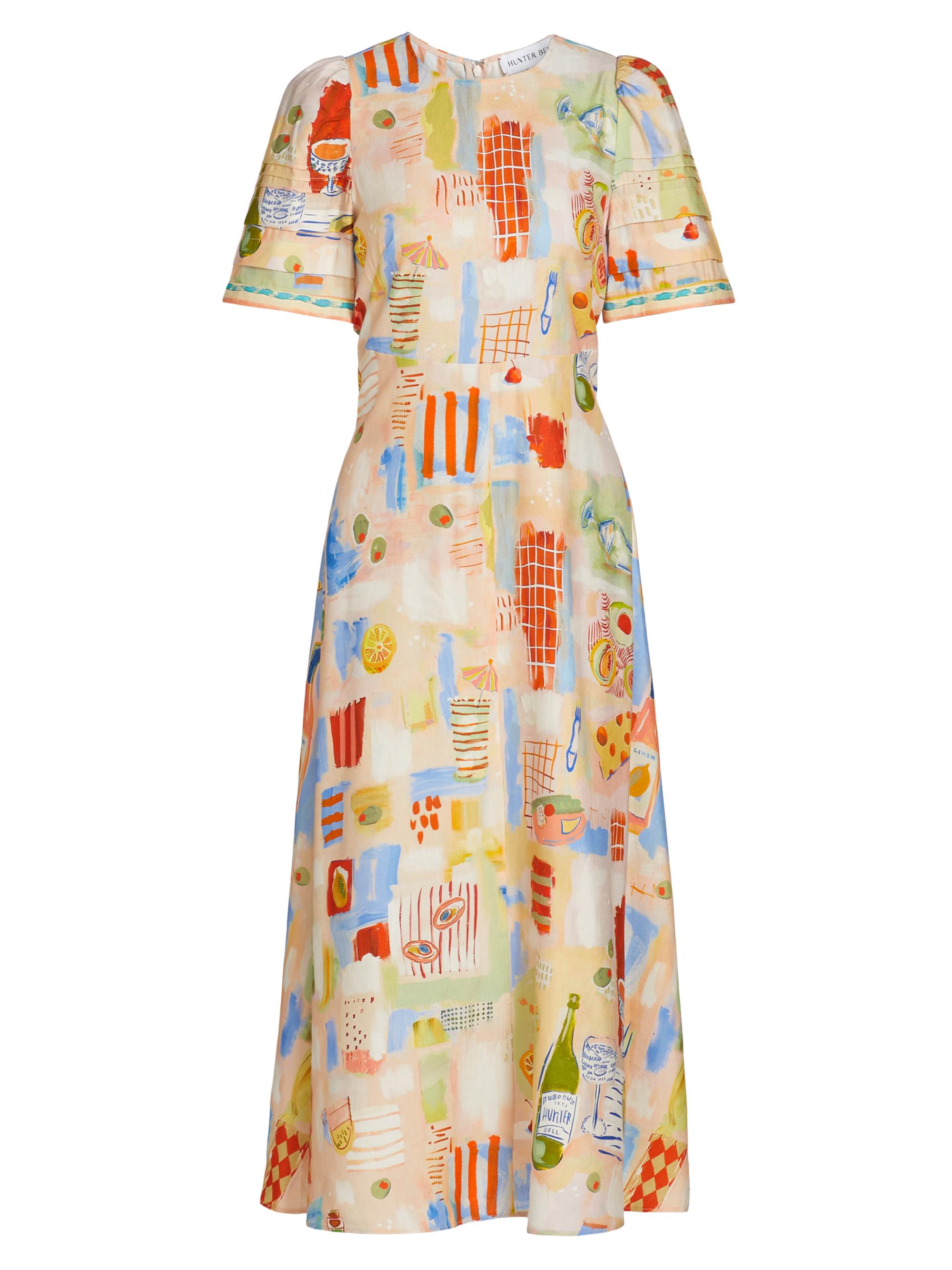 Hunter Bell Women's Casey Printed Linen-Blend Midi-Dress - Happy Hour