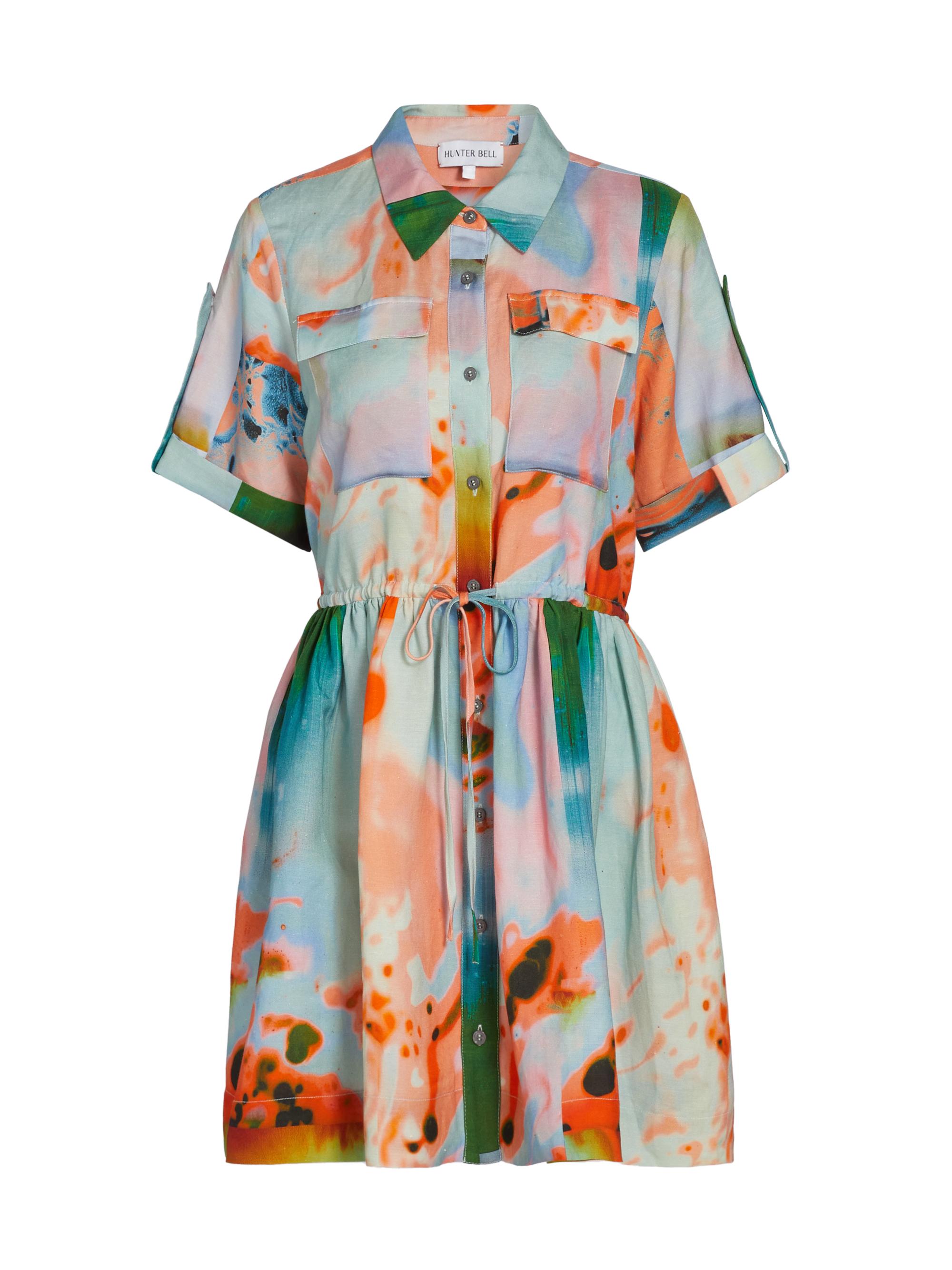 Hunter Bell Women's Peyton Printed Linen-Blend Mini-Shirtdress - Lava Lamp