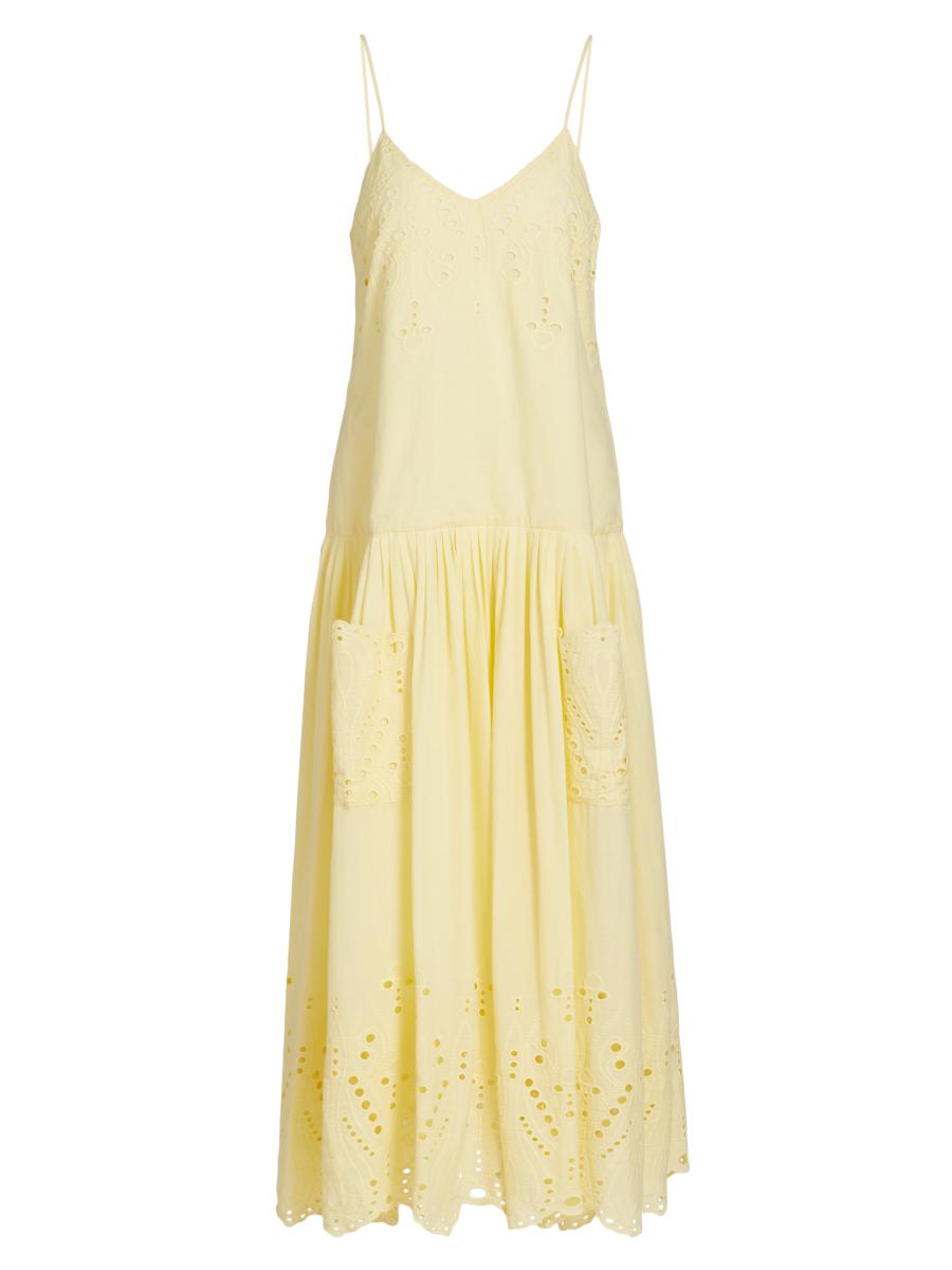 Hunter Women's Martin Eyelet Cotton Maxi Dress In Yellow