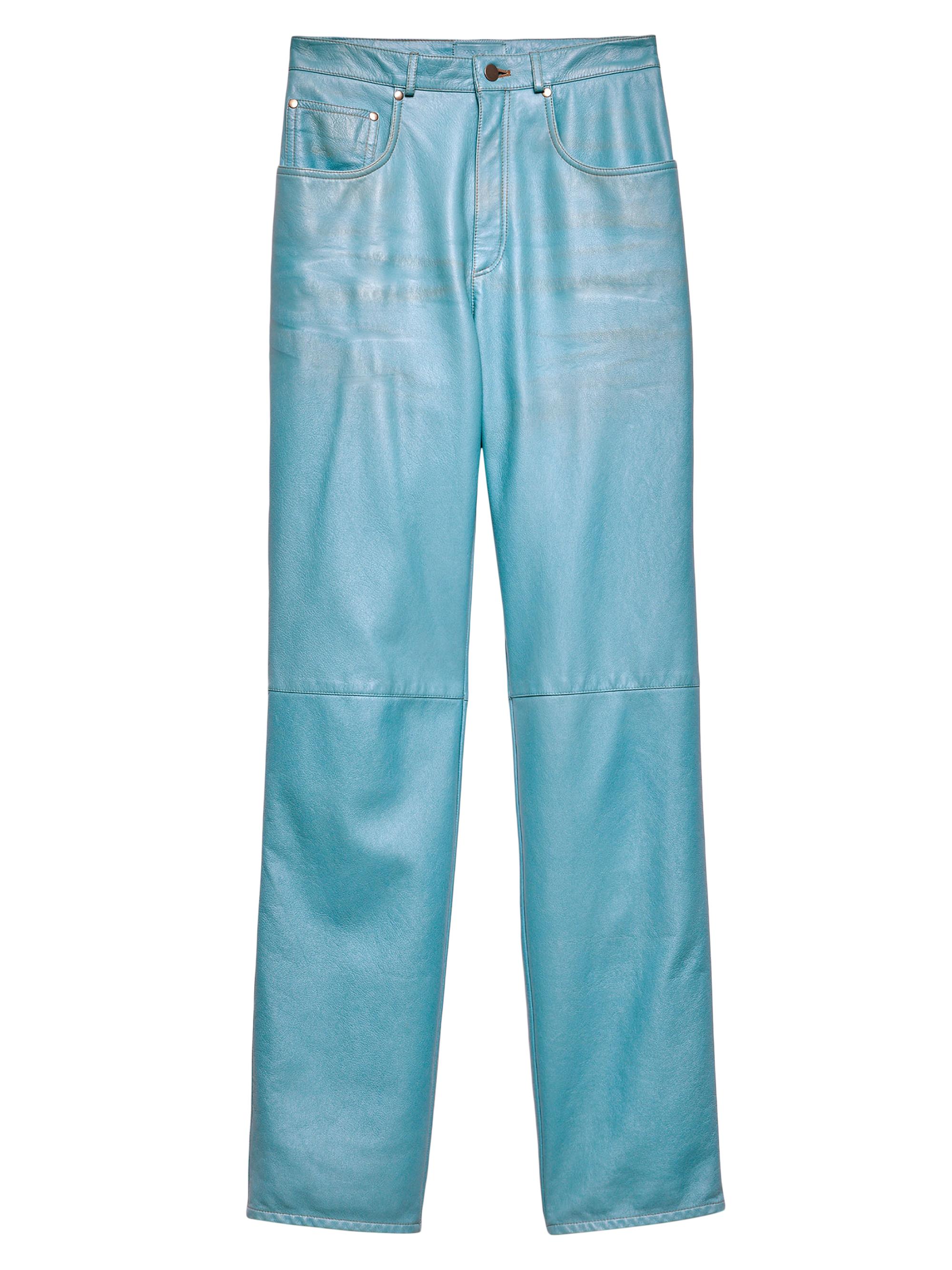 Prada Women's Five-Pocket Nappa Leather Pants - Blue