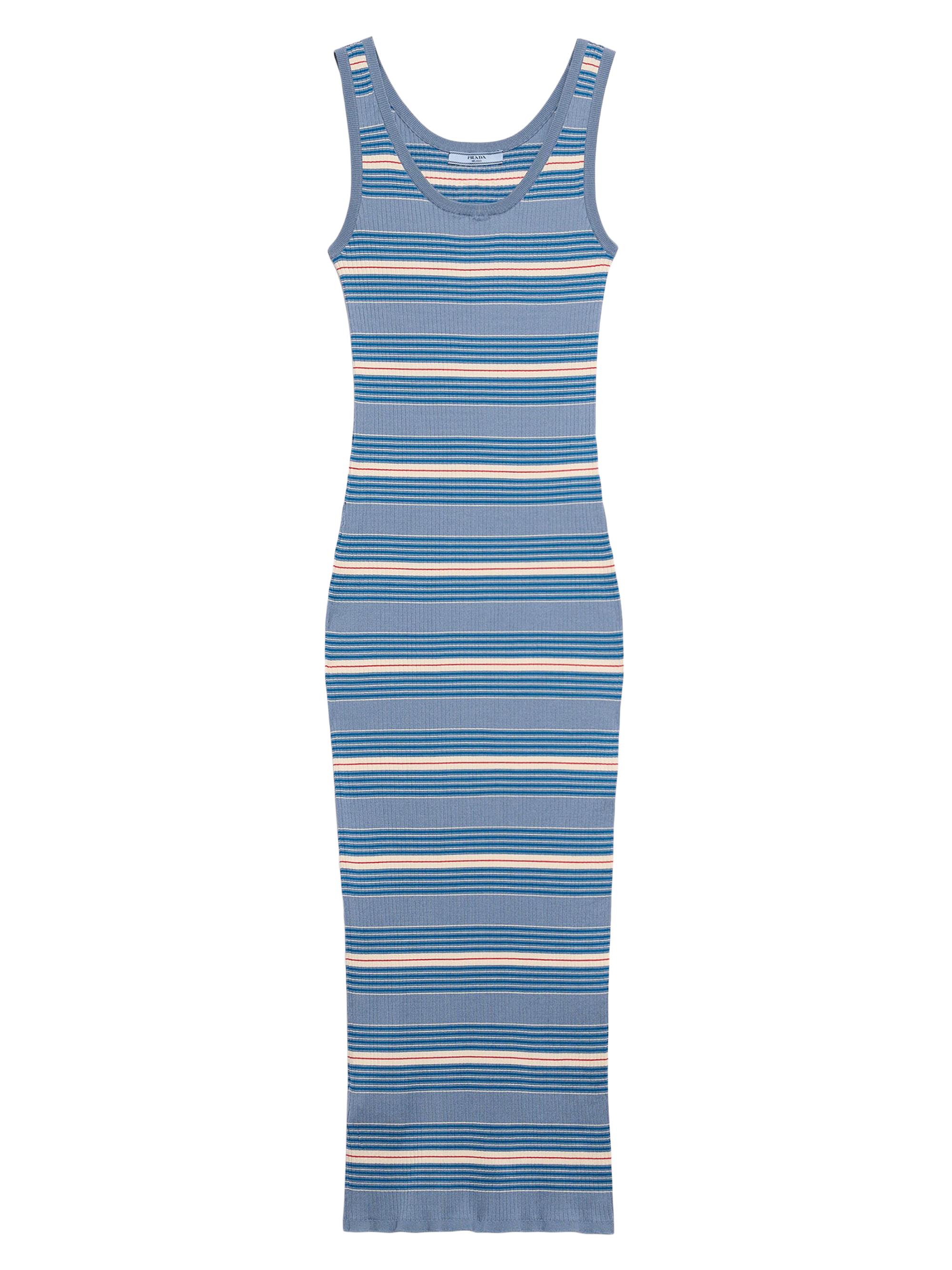 Prada Women's Striped Stretch Cotton Dress - Blue