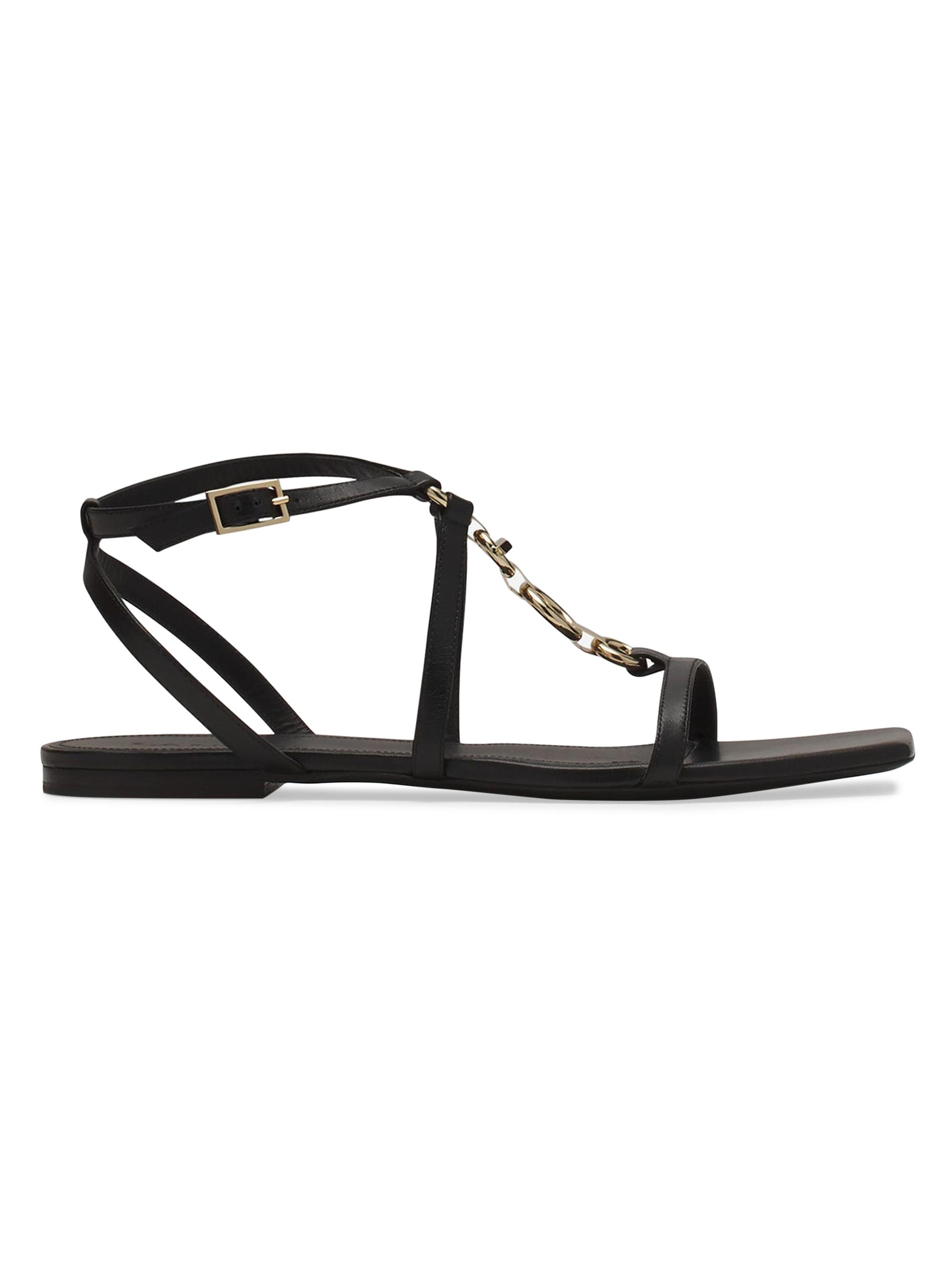 Lanvin Women's Mesure Flat Leather Sandals - Black
