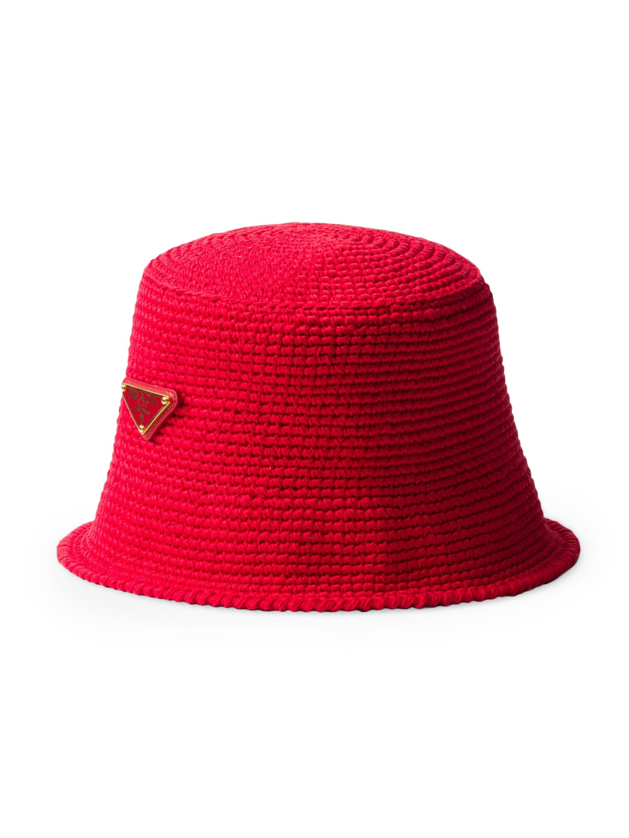 Prada Women's Crochet Bucket Hat - Red