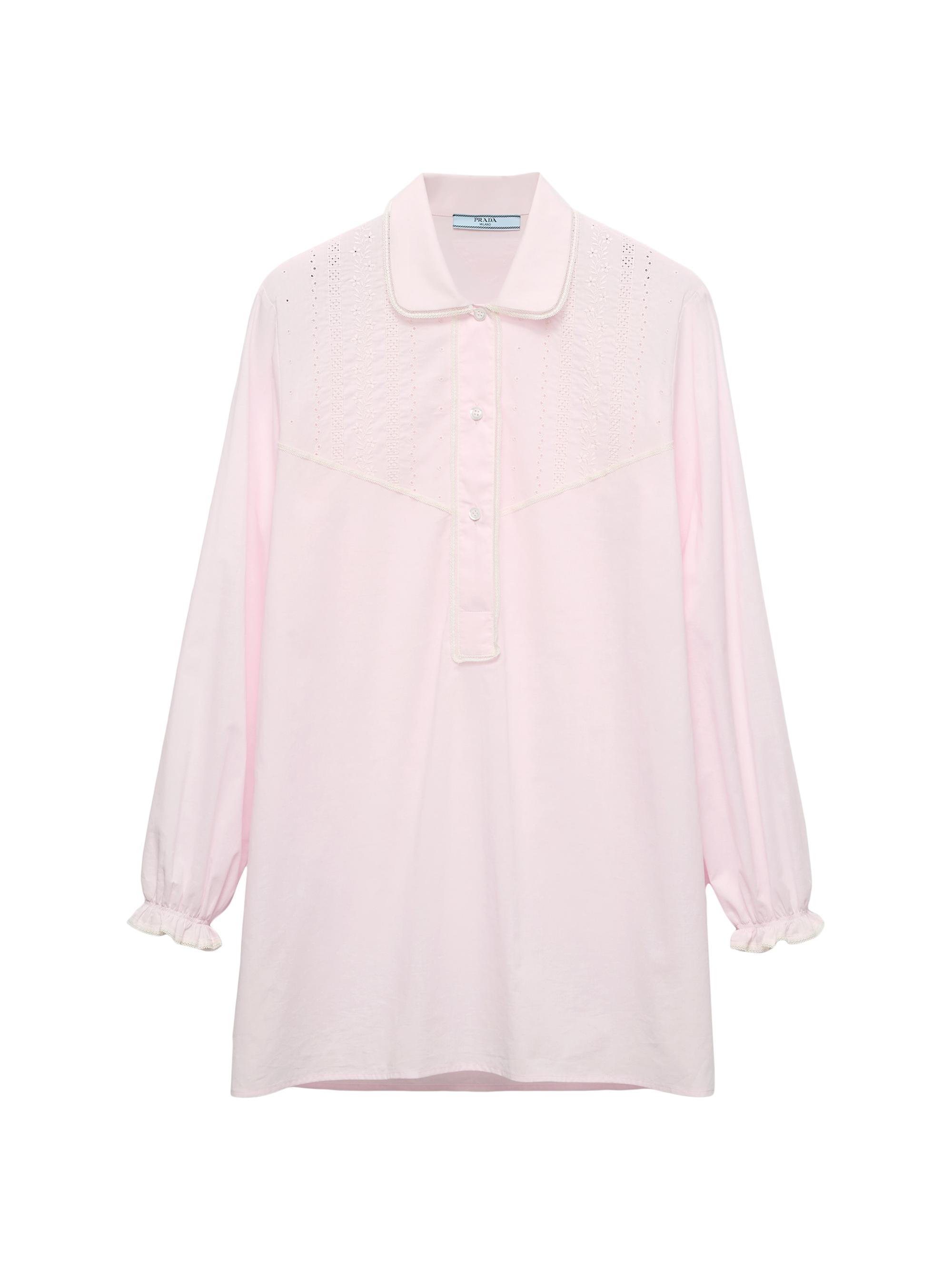 Prada Women's Embroidered Batiste Shirt - Pink