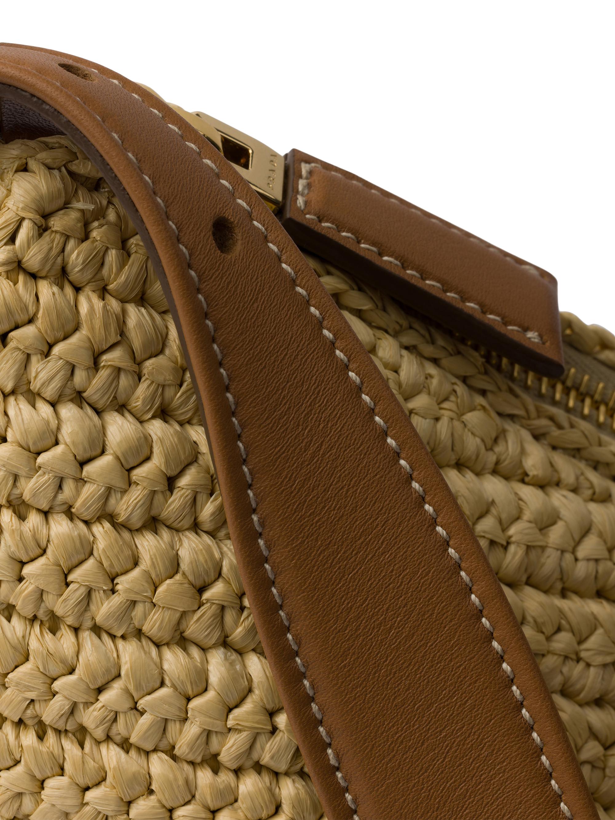 Prada Aimee Large Crochet and Leather Shoulder Bag | Saks Fifth Avenue