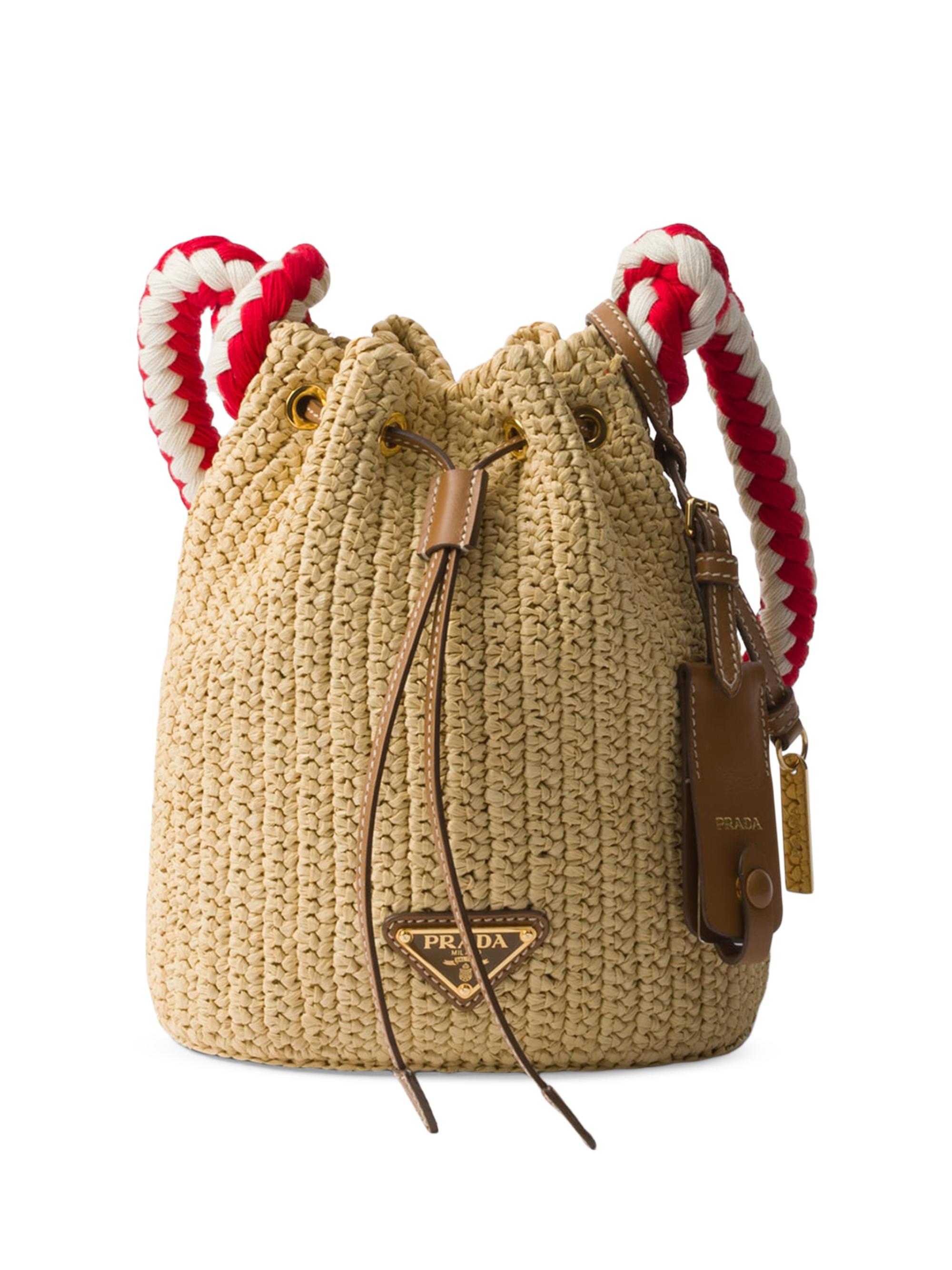 Prada Women's Crochet Mini Bucket Bag - Beige Khaki