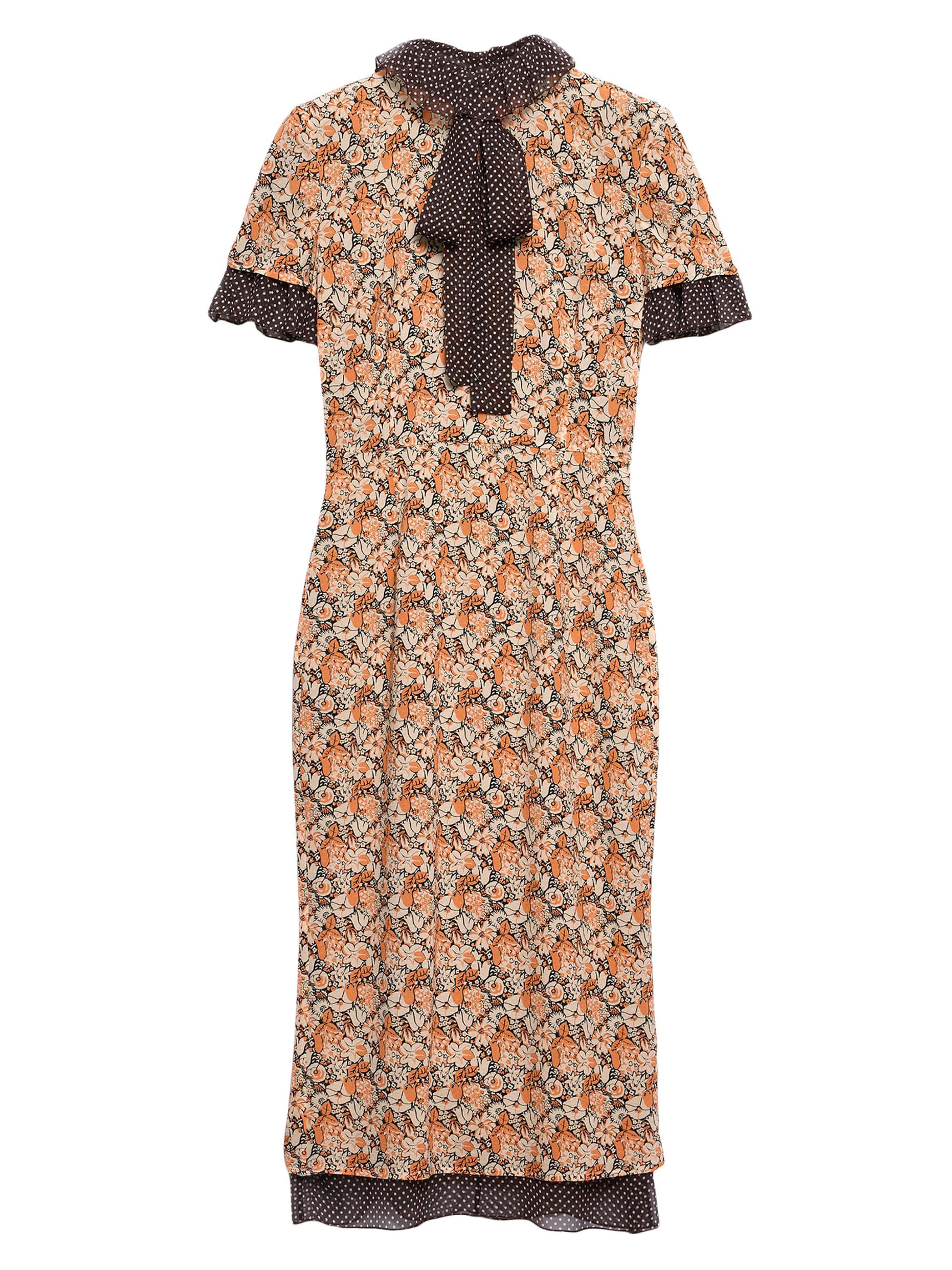 Prada Women's Printed Georgette Dress - Orange
