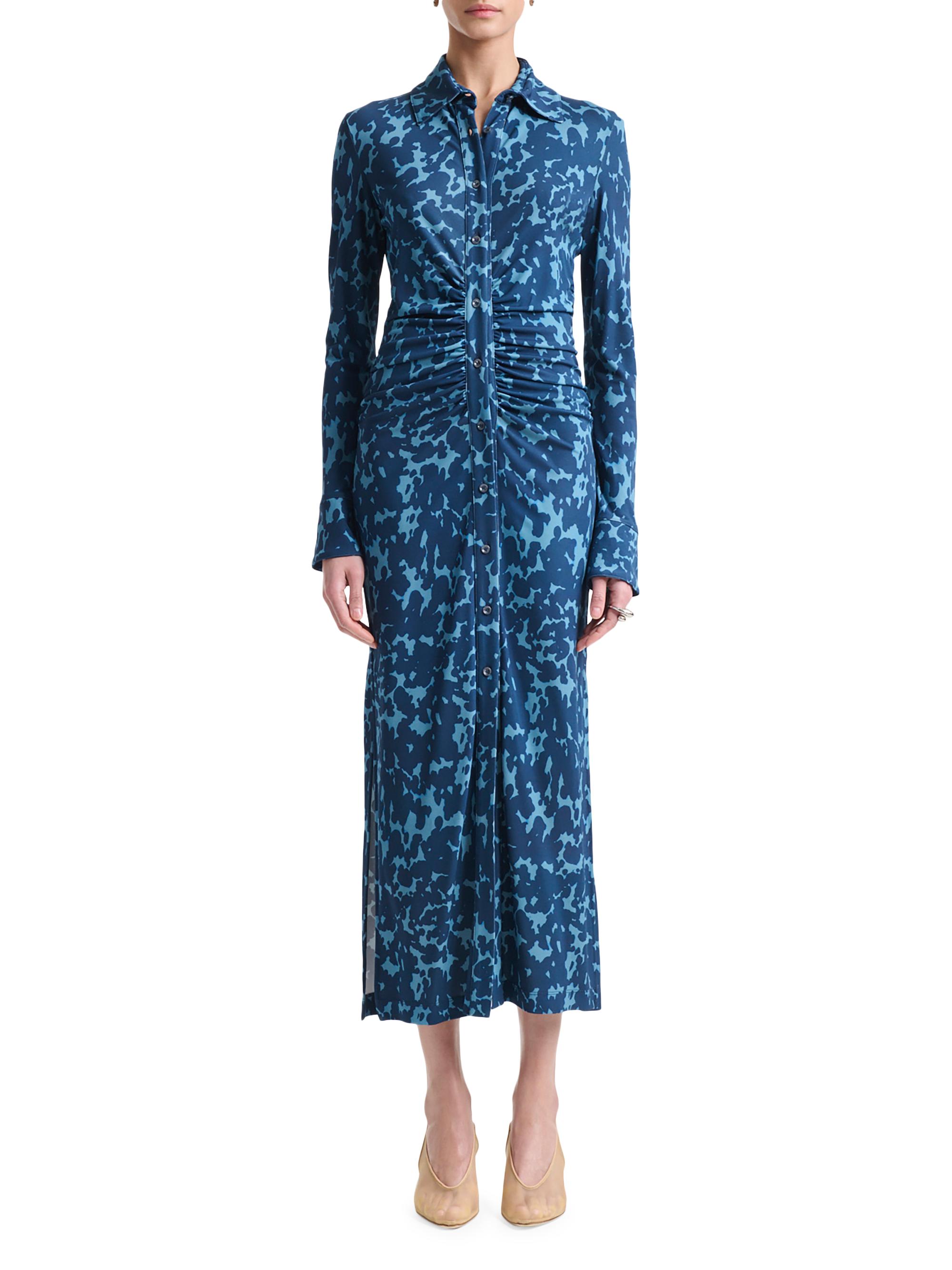 Altuzarra Women's Claudia Button-Front Midi-Dress - Ash Blue Tortoise