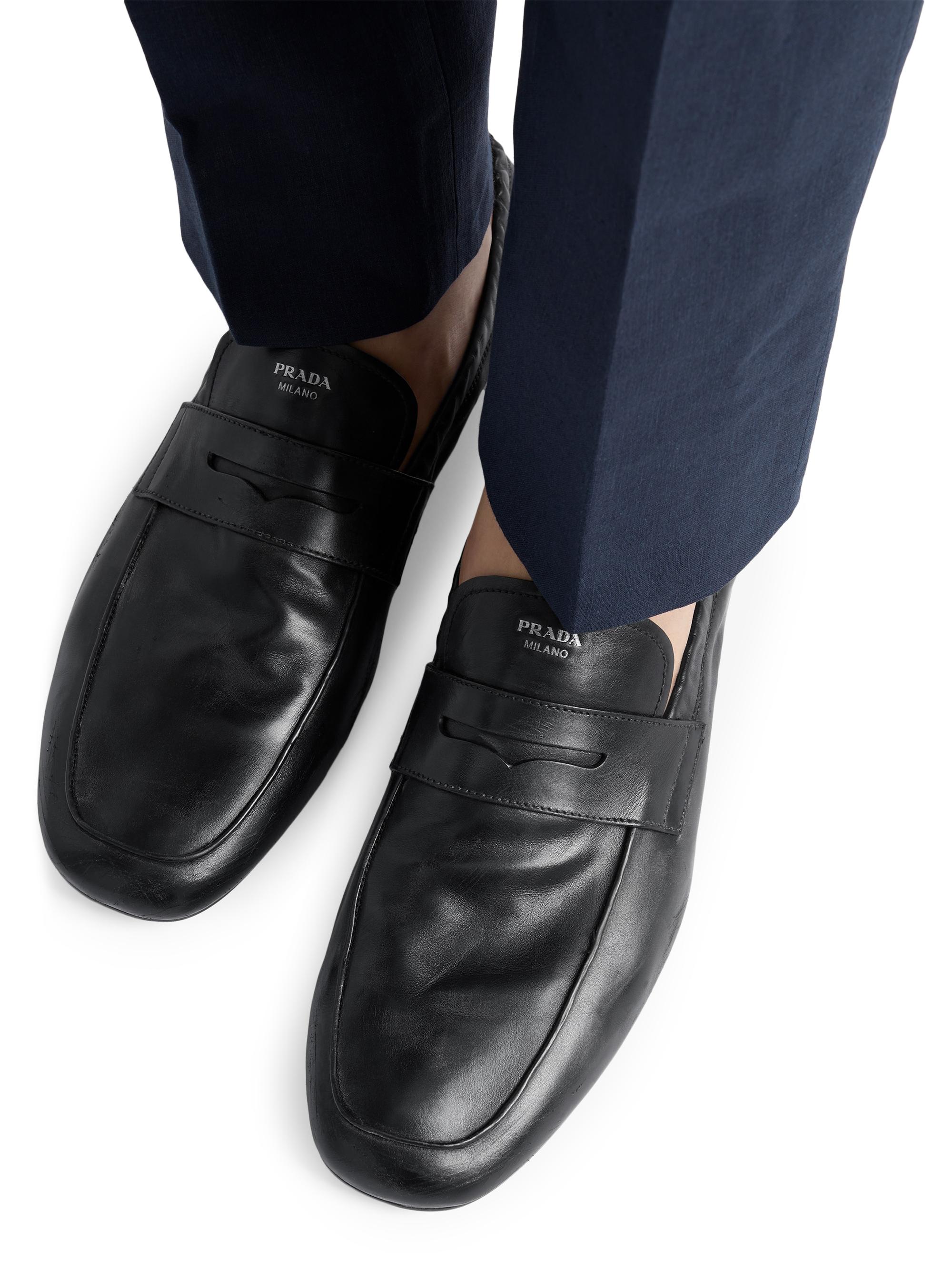 Prada Men's Shuffle Antiqued Leather Loafers | Saks Fifth Avenue