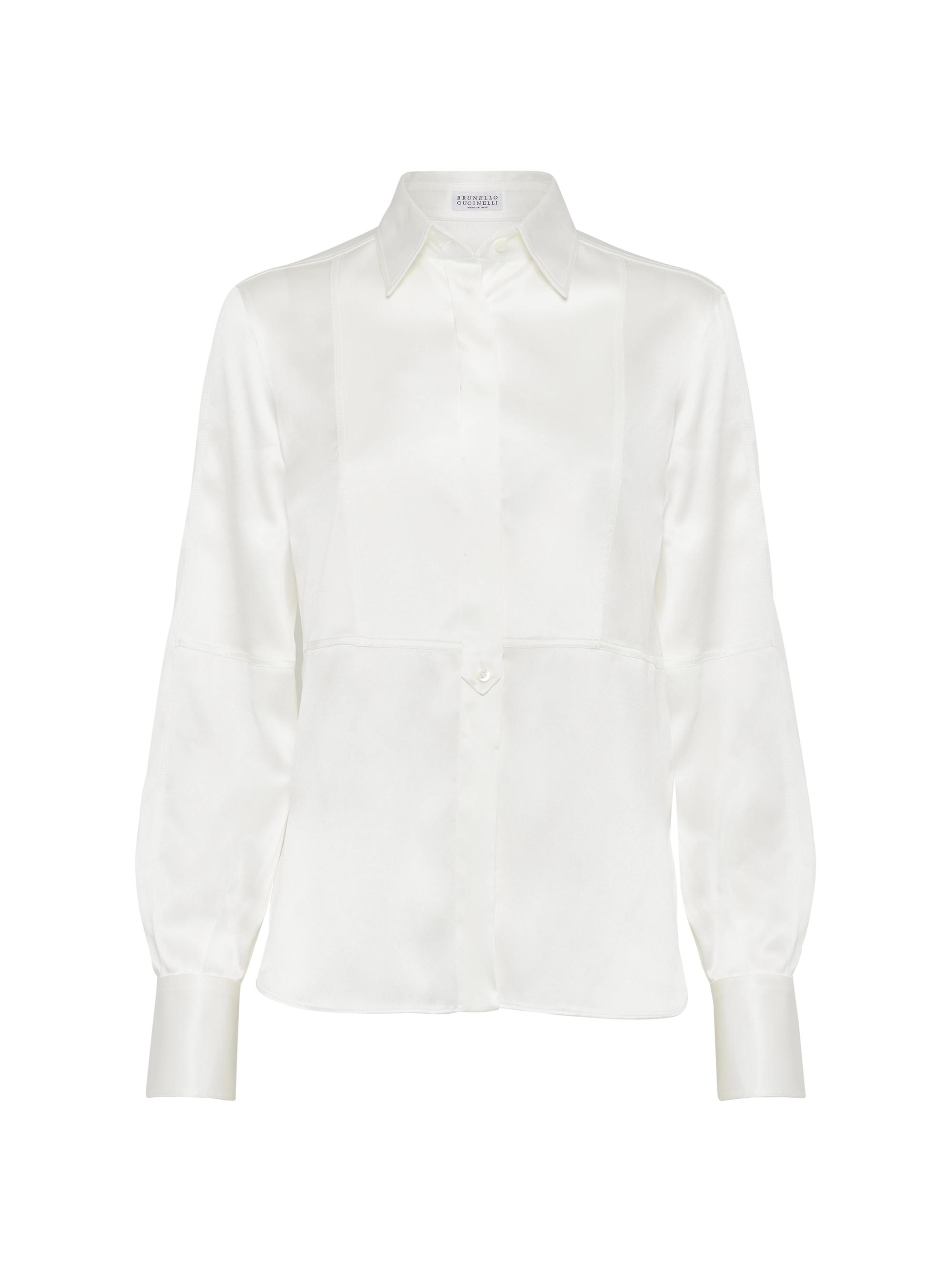 Brunello Cucinelli Women's Stretch Silk Satin Shirt - White