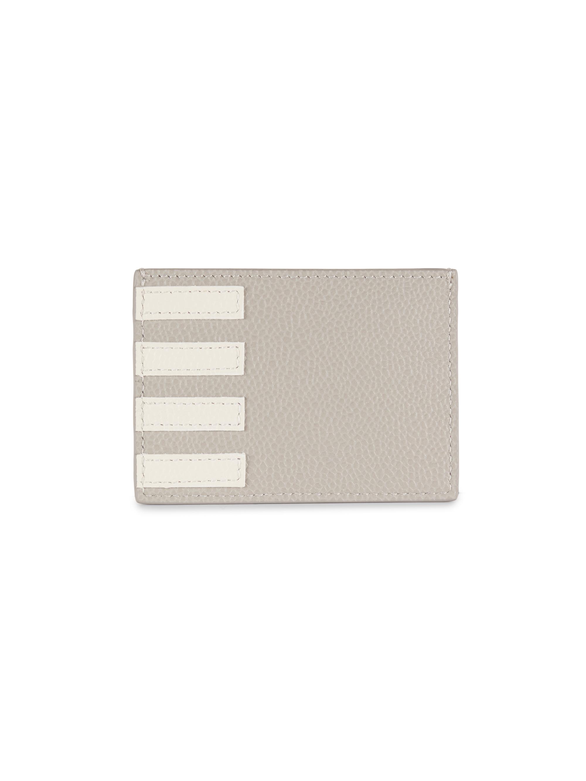 Thom Browne Men's 4-Bar Leather Card Case - Light Grey