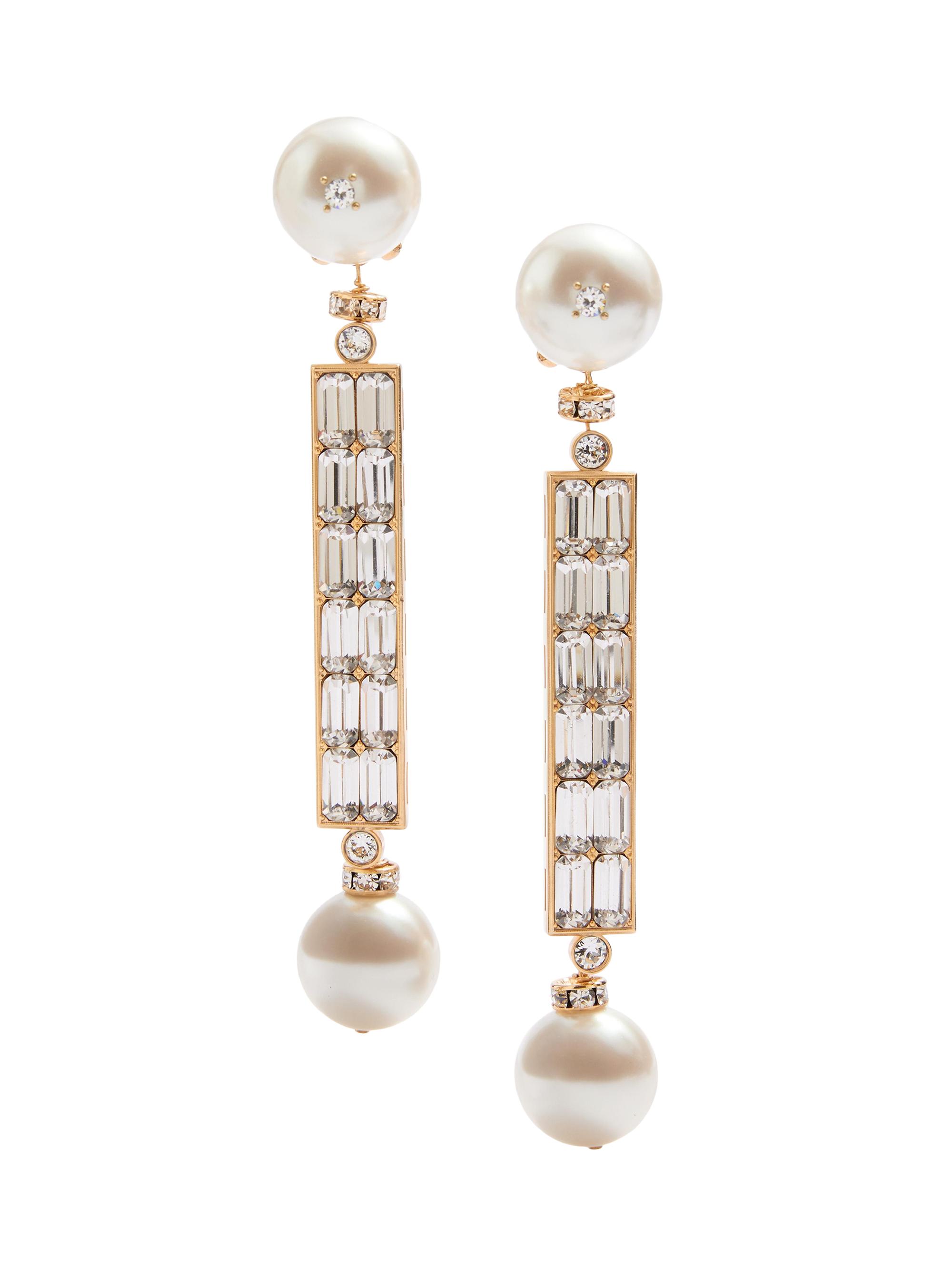 Valentino Garavani Women's San Fin Metal Earrings with Swarovski Crystals and Pearls - Gold Cream