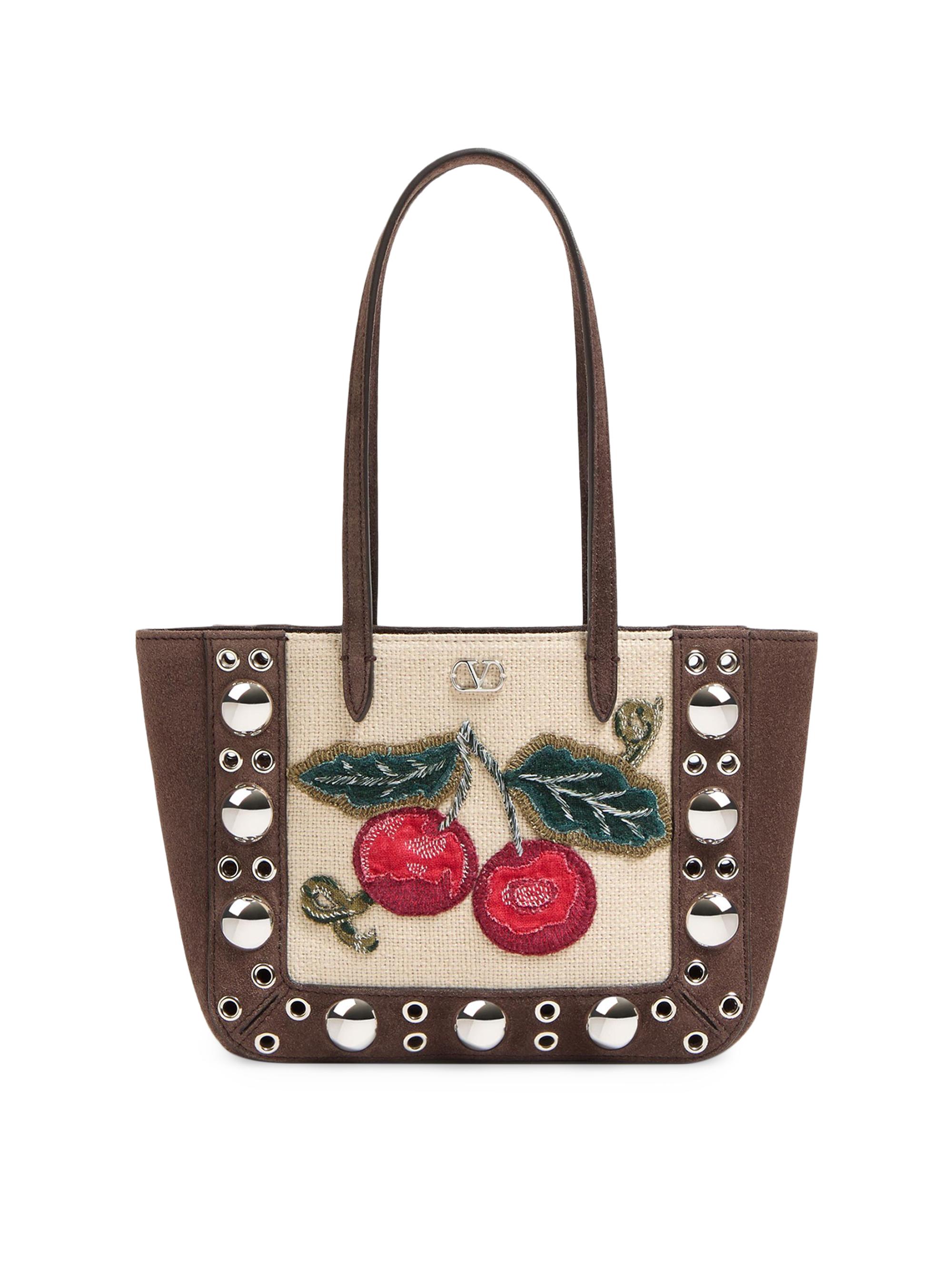 Valentino Garavani Women's Nellcote Mini Embroidered Tote Shopping Bag - Brown Multicolor