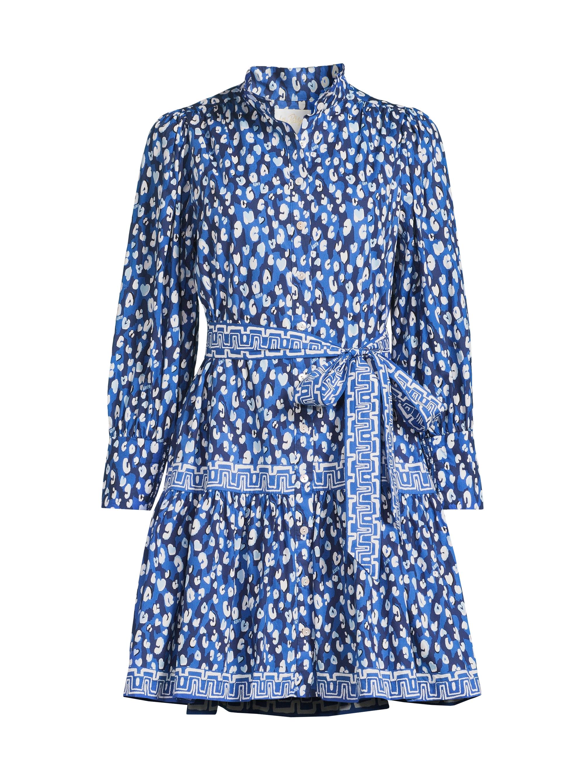 Lilly Pulitzer Women's Drena Animal-Print Cotton Mini-Shirtdress - Starlight Navy