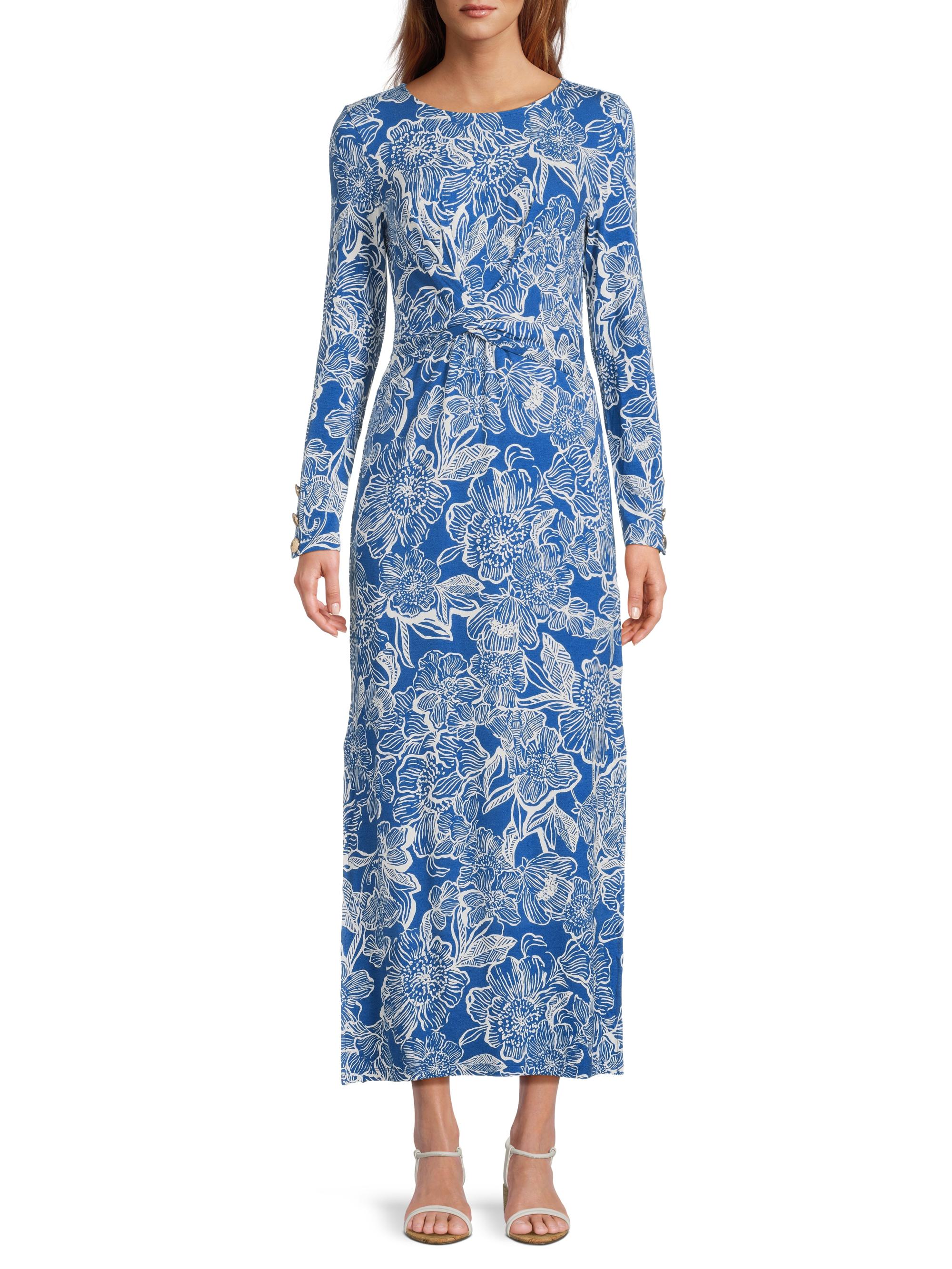 flowy long sleeve maxi dress Francis Floral Long Sleeve Maxi Dress – Elegant Belted Spring Statement  Dress