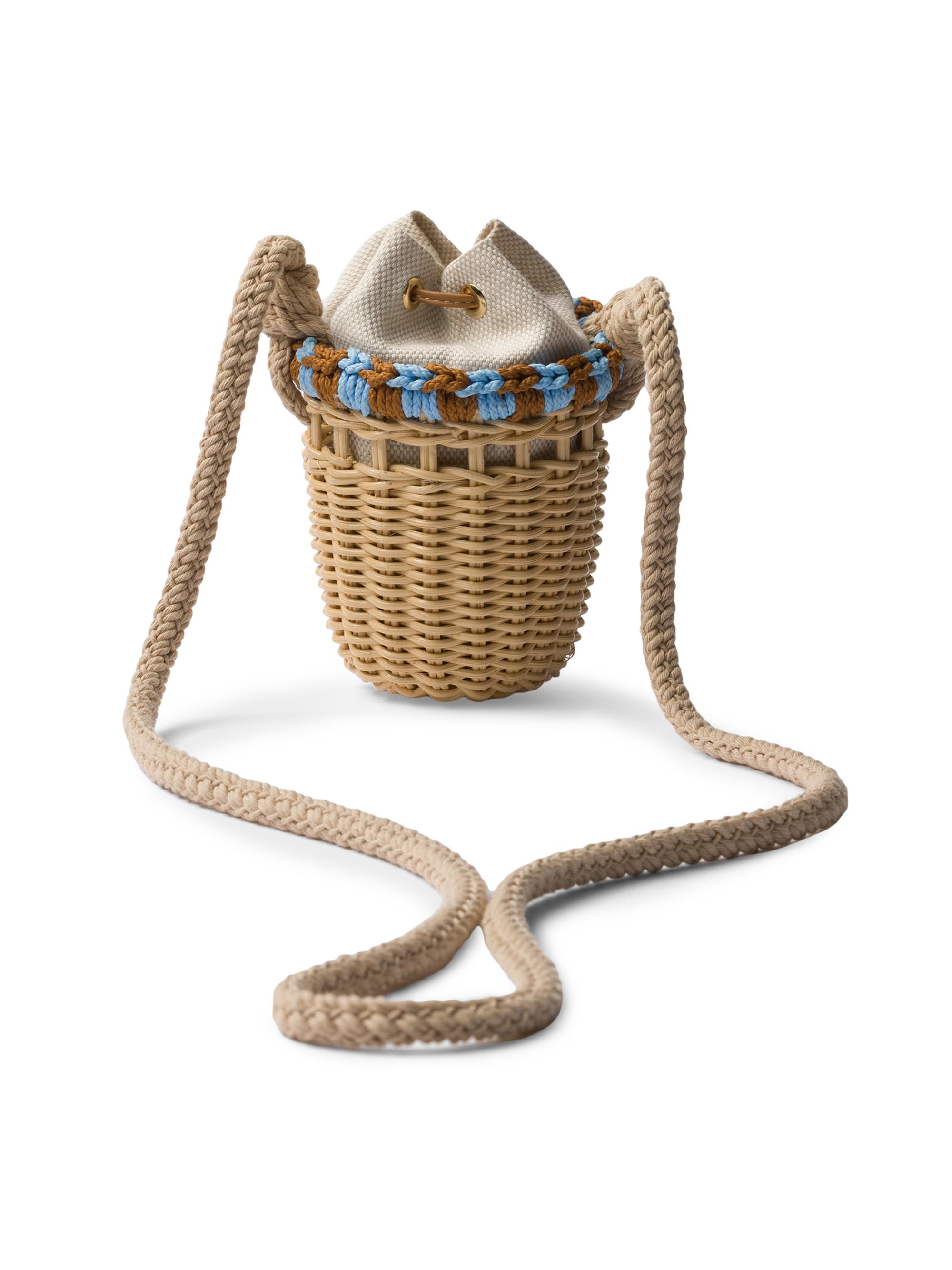 Prada Wicker and Linen-Blend Mini Shoulder Bag | Saks Fifth Avenue