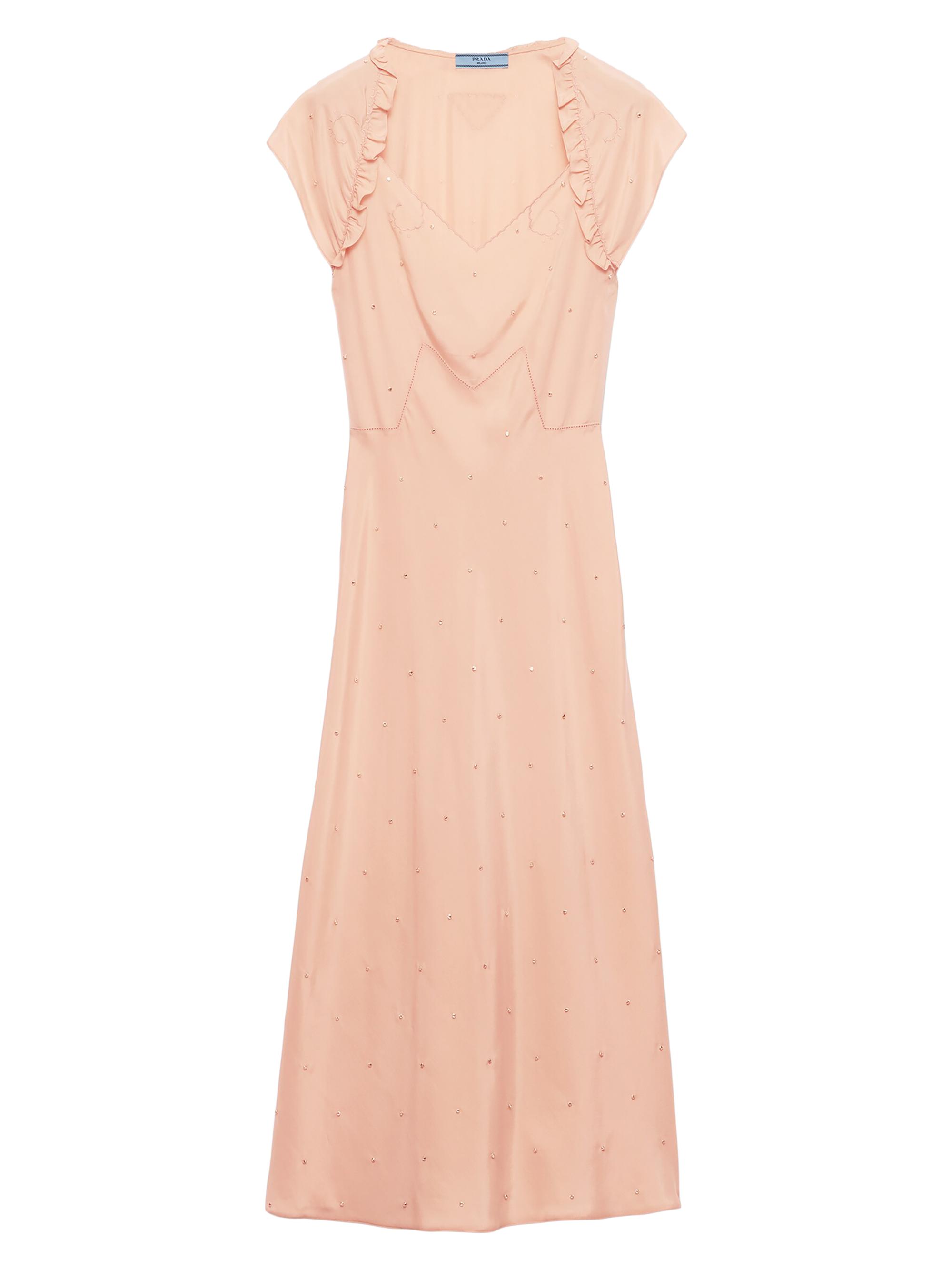 Prada Women's Embroidered Vintage-Look Habutai Silk Dress - Orange