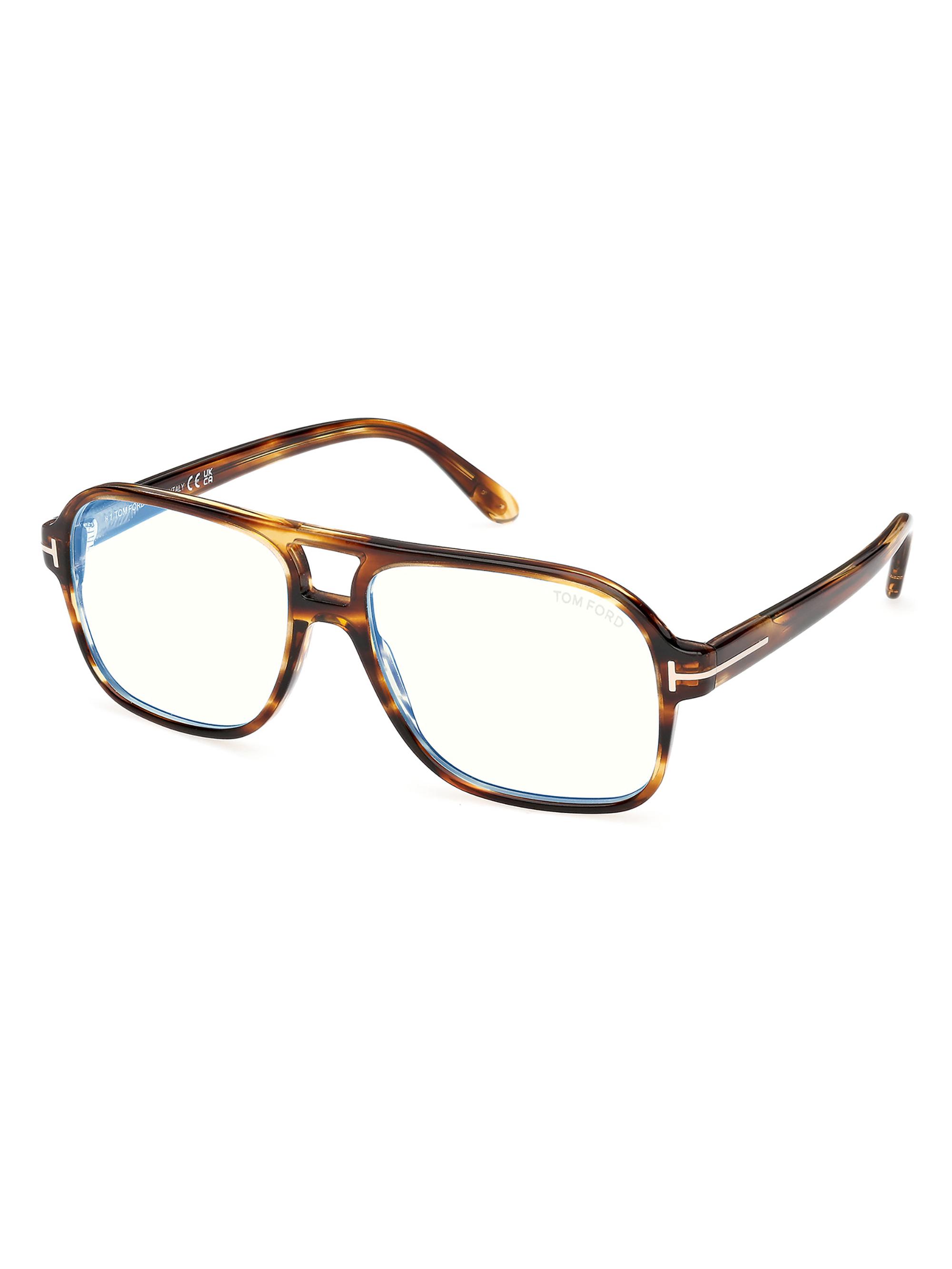 TOM FORD Men's Navigator 58MM Blue Block Glasses - Shiny Black