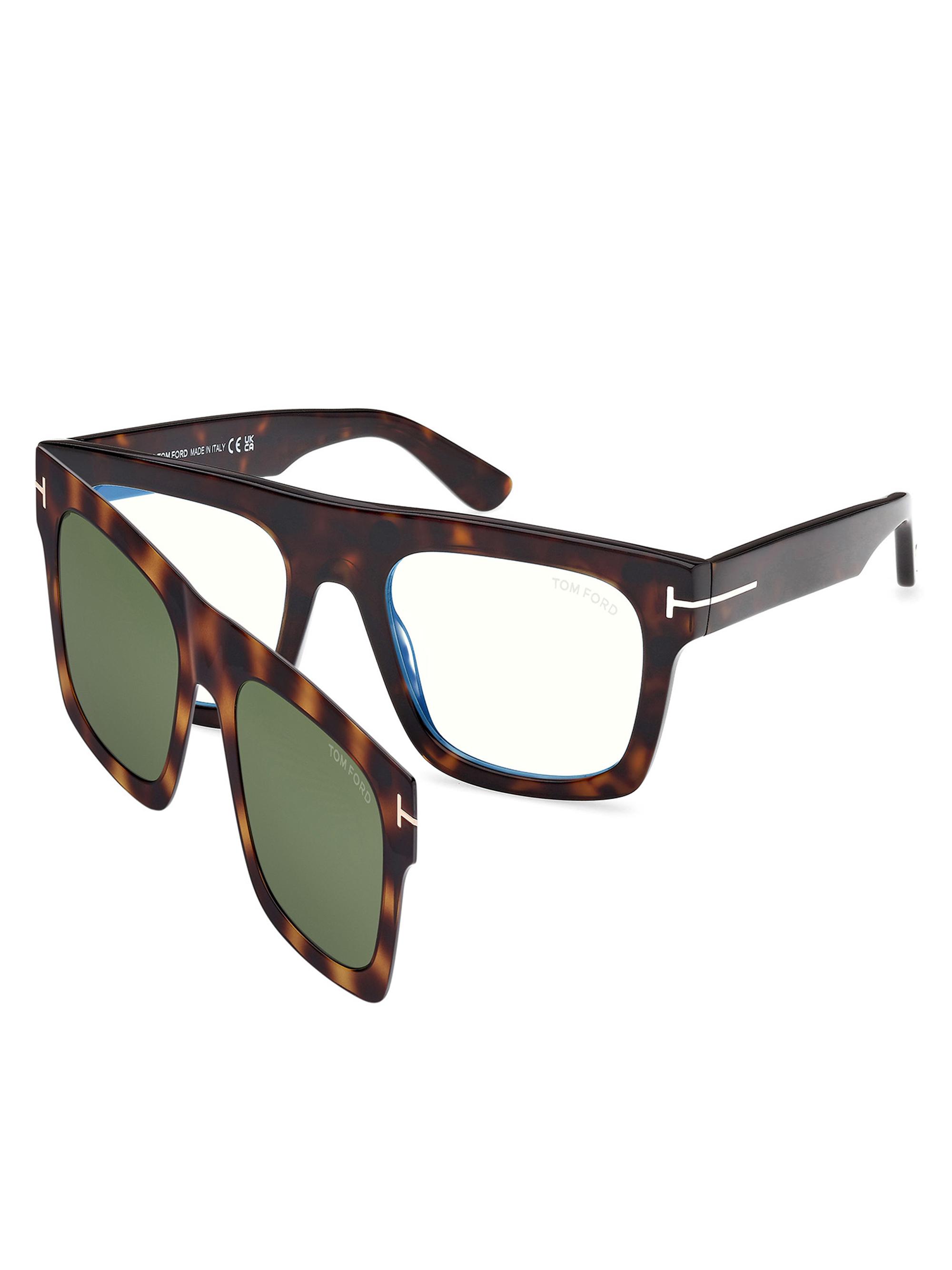TOM FORD Men's 53MM Square Optical Eyeglasses - Dark Havana