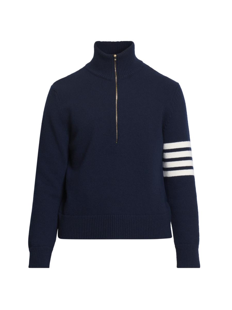 Thom Browne 4-Bar Stripe Virgin Wool Half-Zip Sweater | Saks